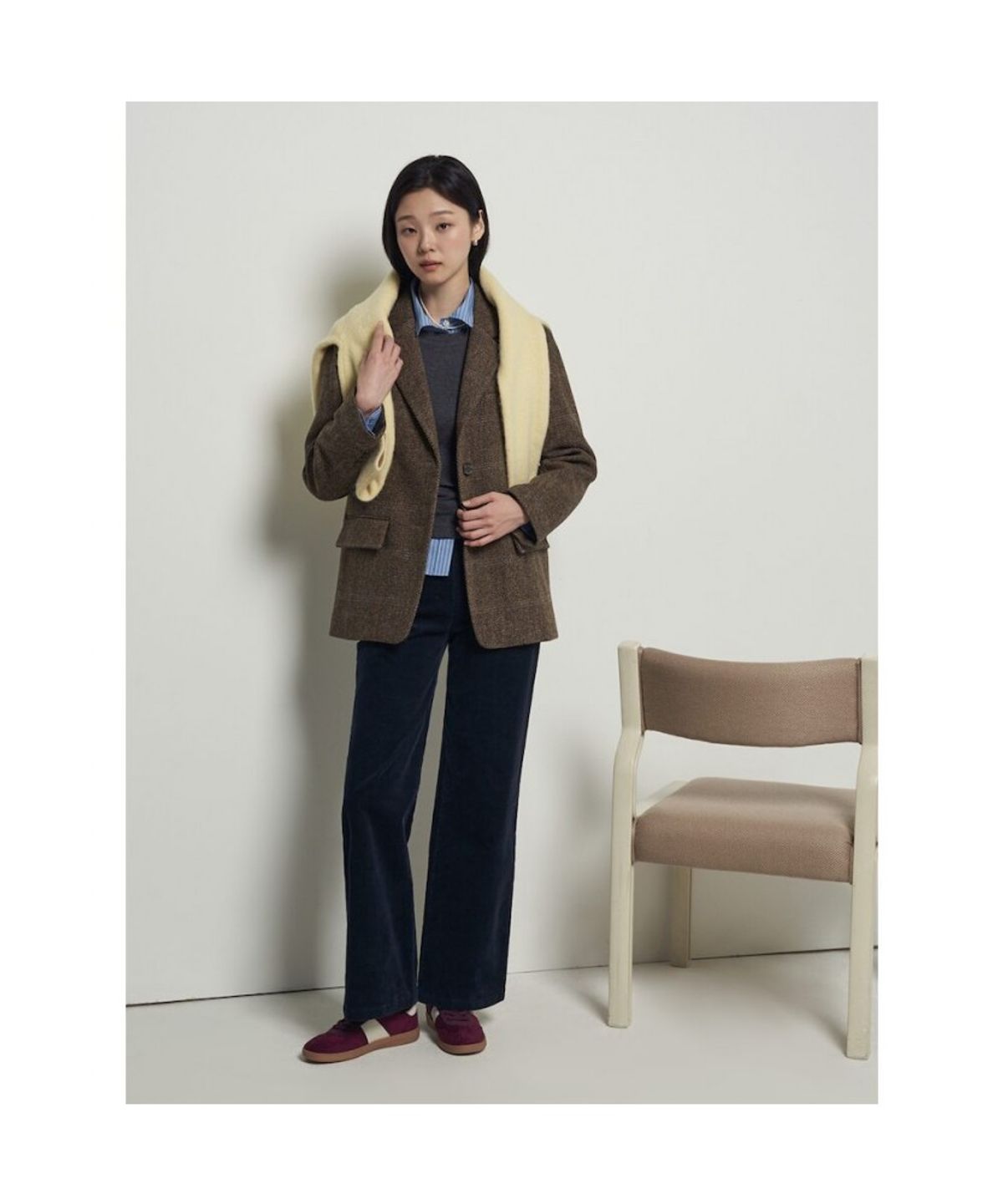 빈폴 레이디스(BEANPOLE LADIES) 코듀로이 와이드 팬츠  네이비 (BF5921C26R)