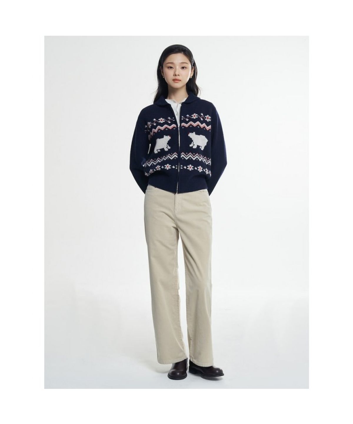 빈폴 레이디스(BEANPOLE LADIES) 세미 와이드 벨벳 데님  베이지 (BF5X21C83A)