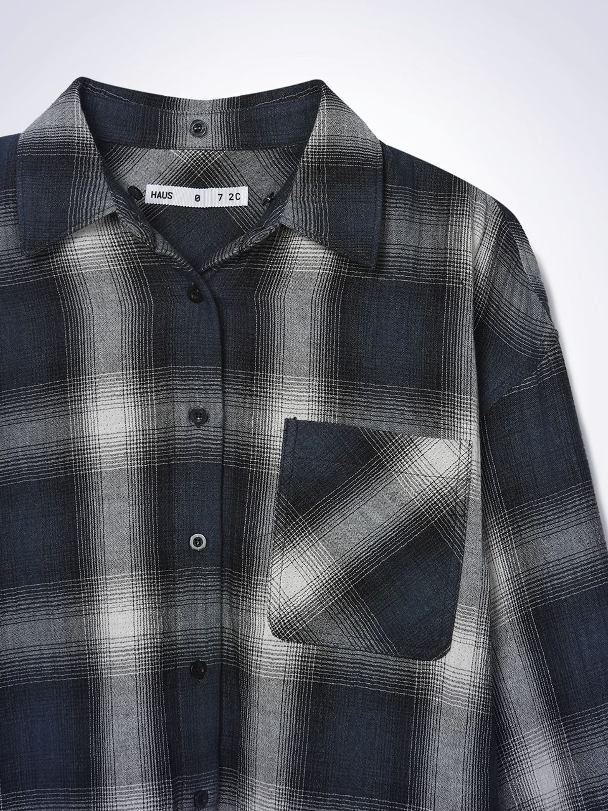 하우스공칠이씨(HAUS072C) CONNIE HOODIE CHECK SHIRT NAVY PT