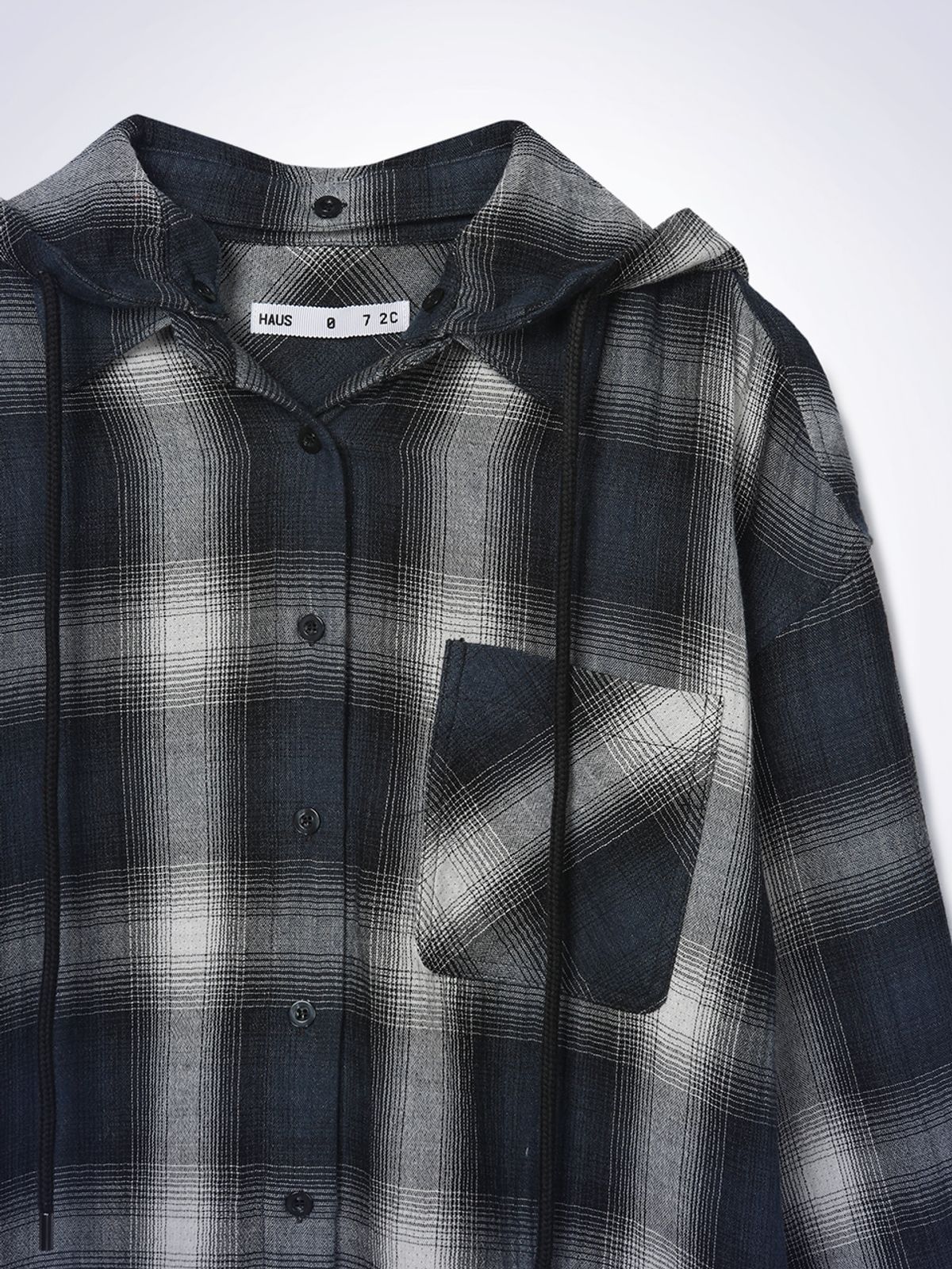 하우스공칠이씨(HAUS072C) CONNIE HOODIE CHECK SHIRT NAVY PT