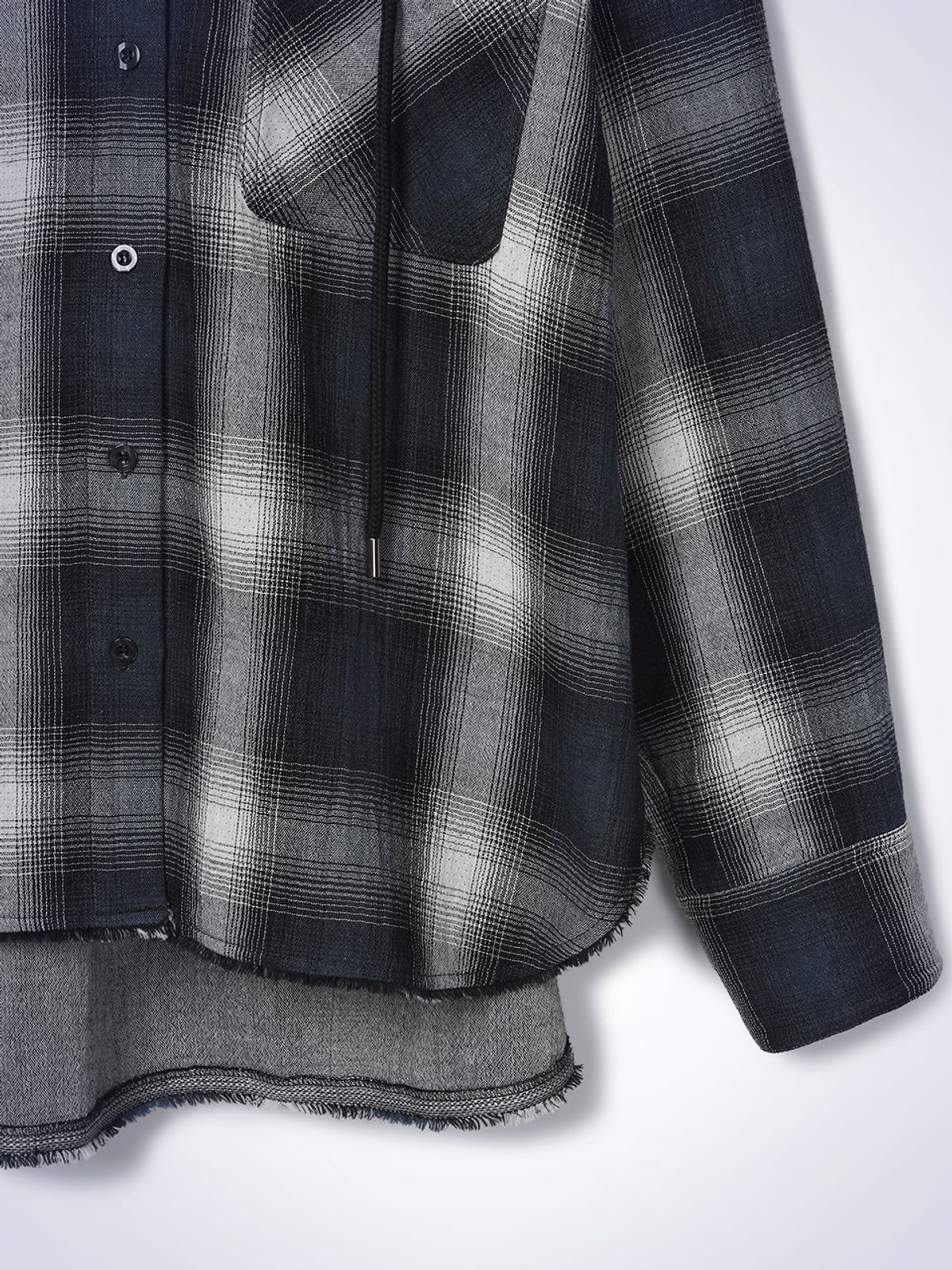하우스공칠이씨(HAUS072C) CONNIE HOODIE CHECK SHIRT NAVY PT