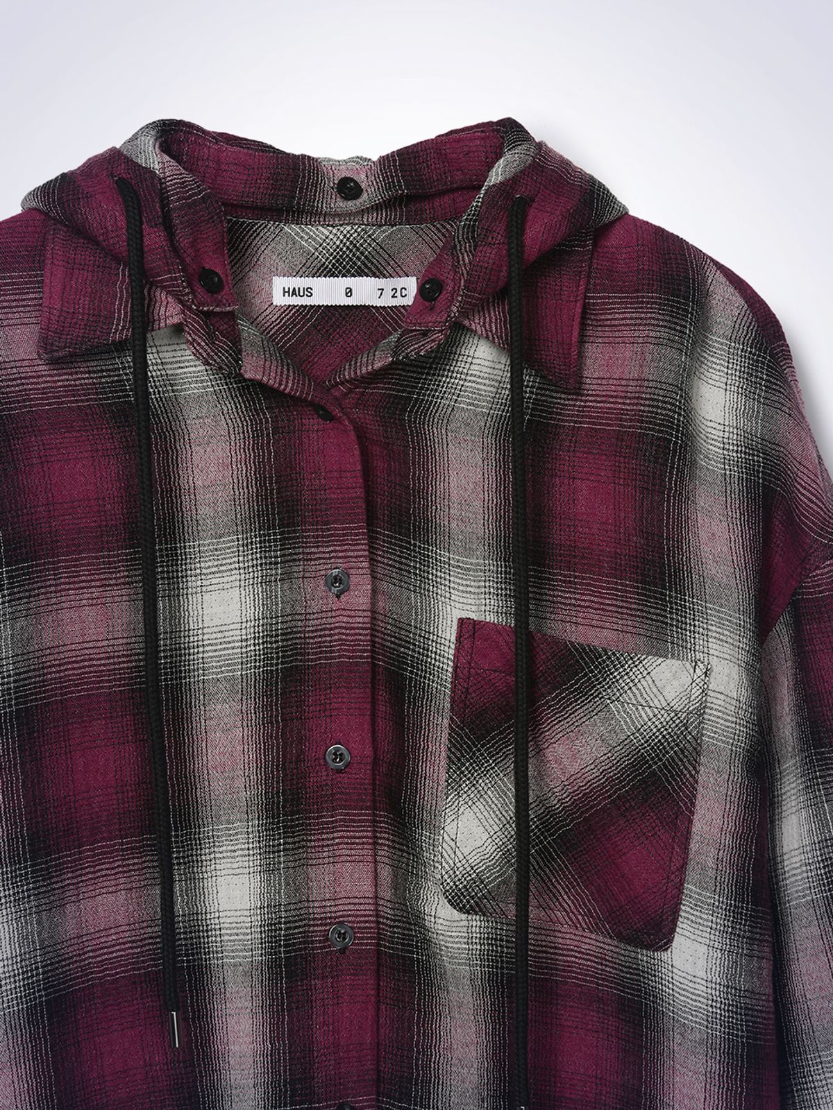 하우스공칠이씨(HAUS072C) CONNIE HOODIE CHECK SHIRT RED PT