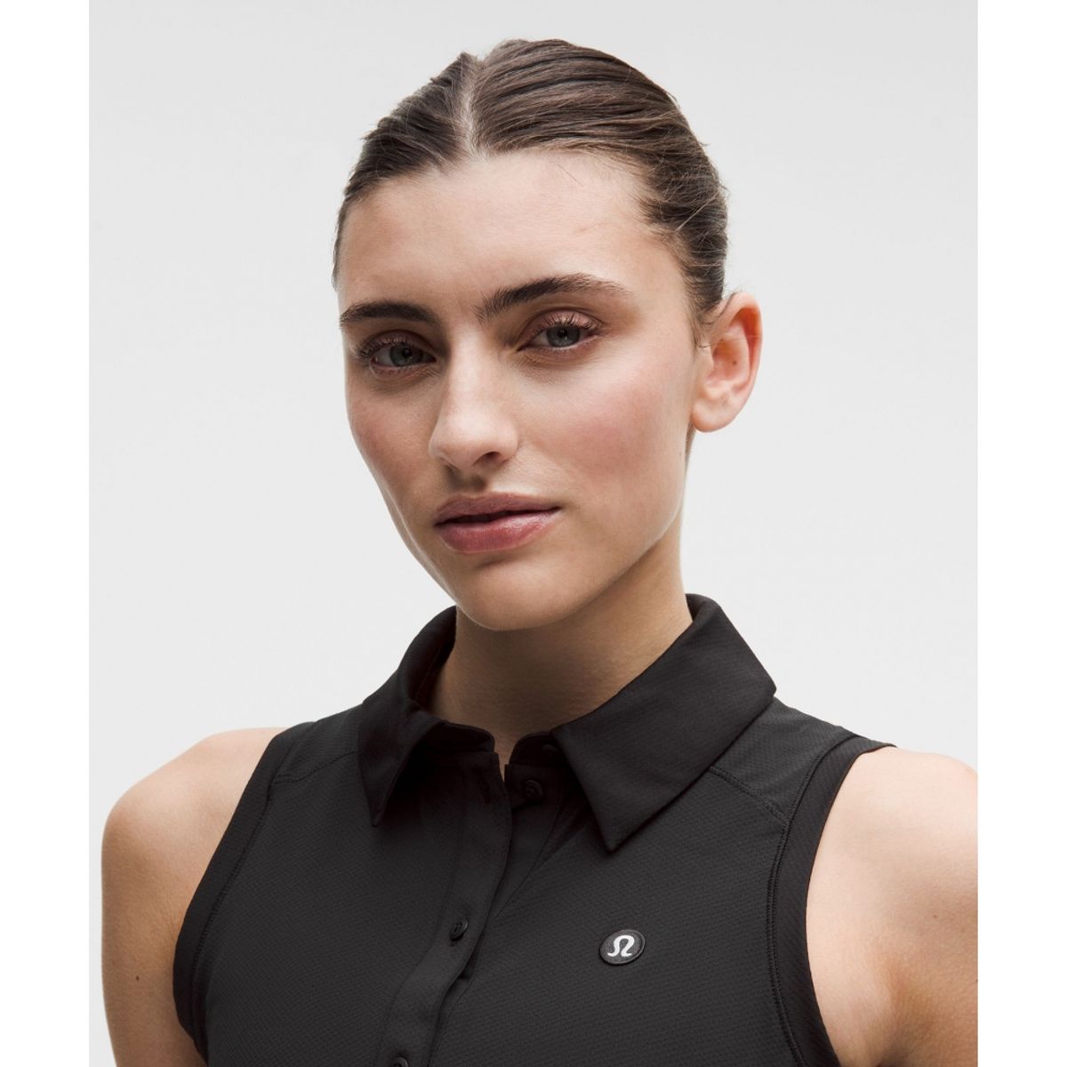룰루레몬(LULULEMON) 퀵 드라이 슬리브리스 폴로 셔츠 스트레이트 헴 *로고  BLK