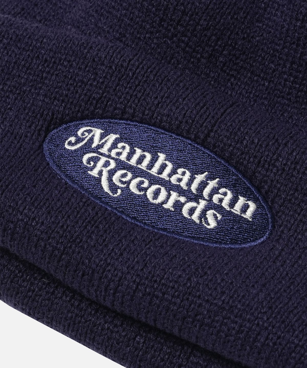 맨하탄레코즈(MANHATTAN RECORDS) MR Oval Logo Beanie - Navy
