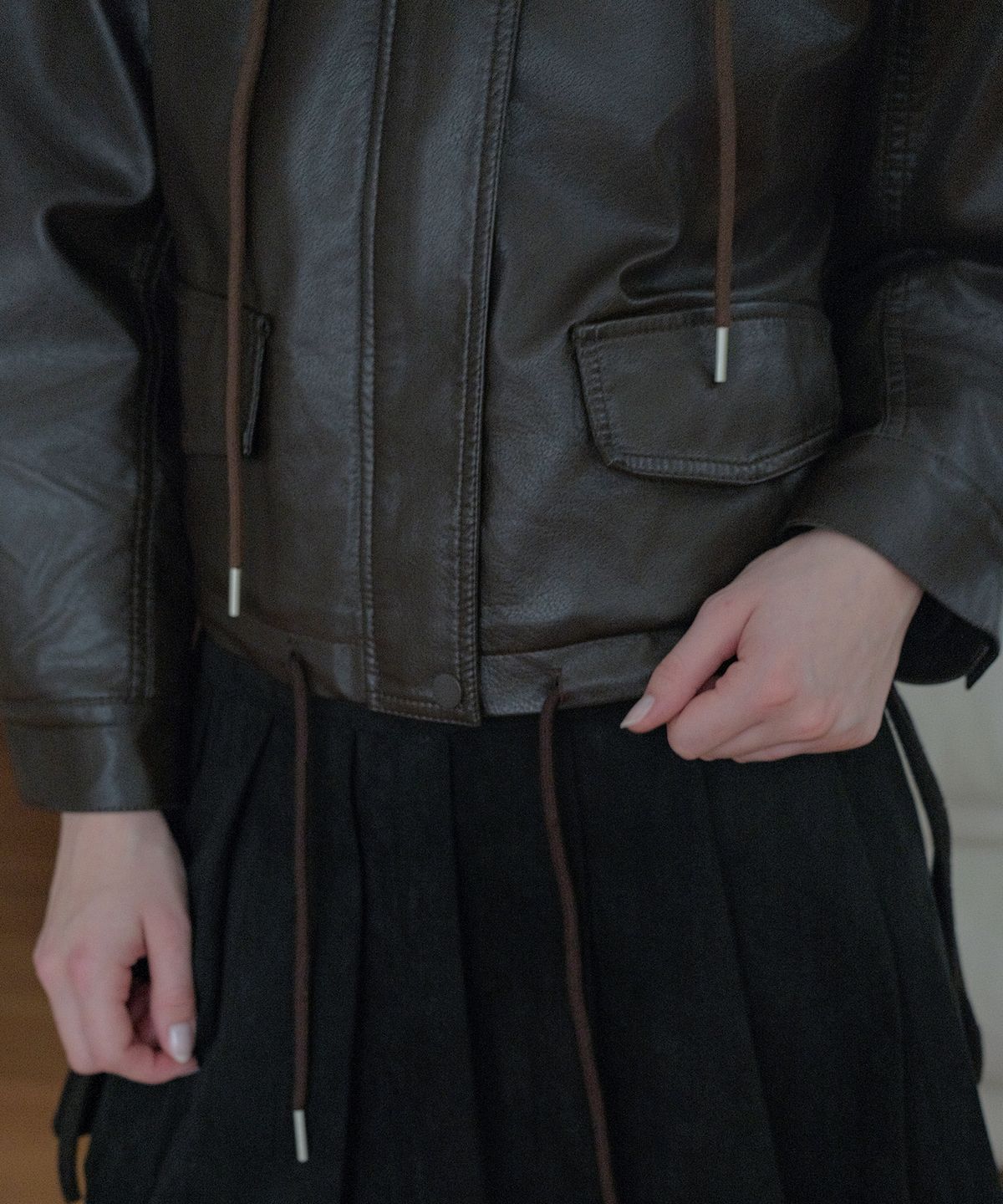 쿨키튼(KOOLKITTEN) Fur Knitted Hoodie Leather Jacket
