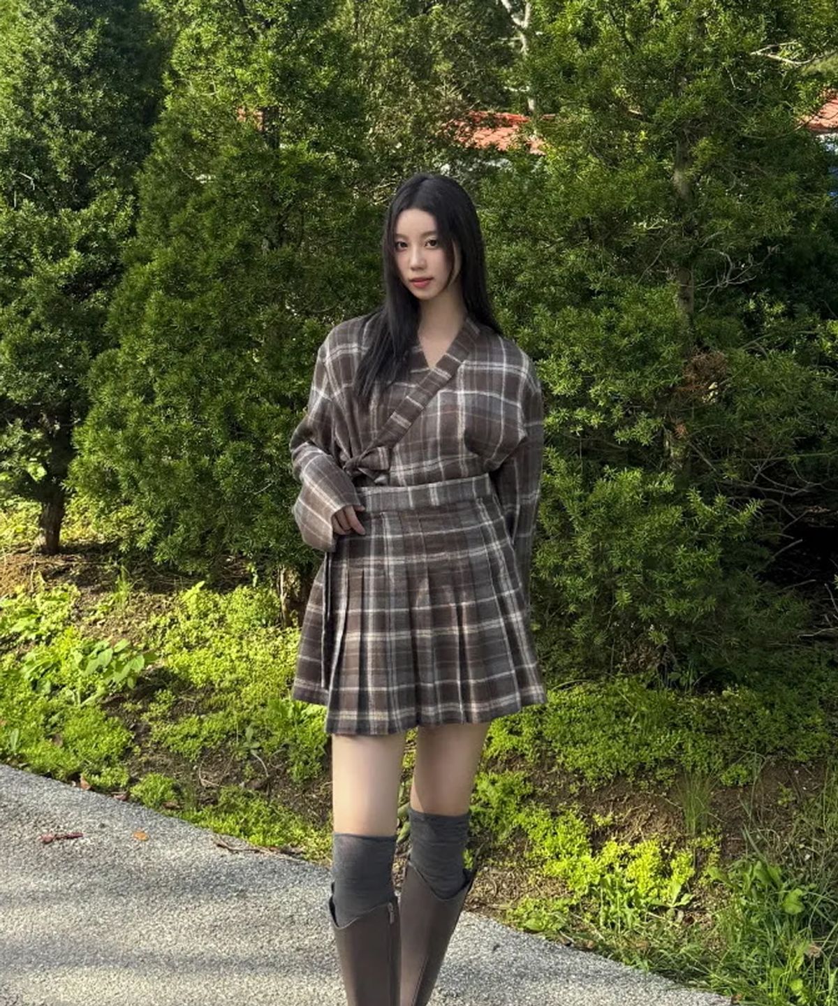 신서울(SHEENSEOUL) 체크 허리치마