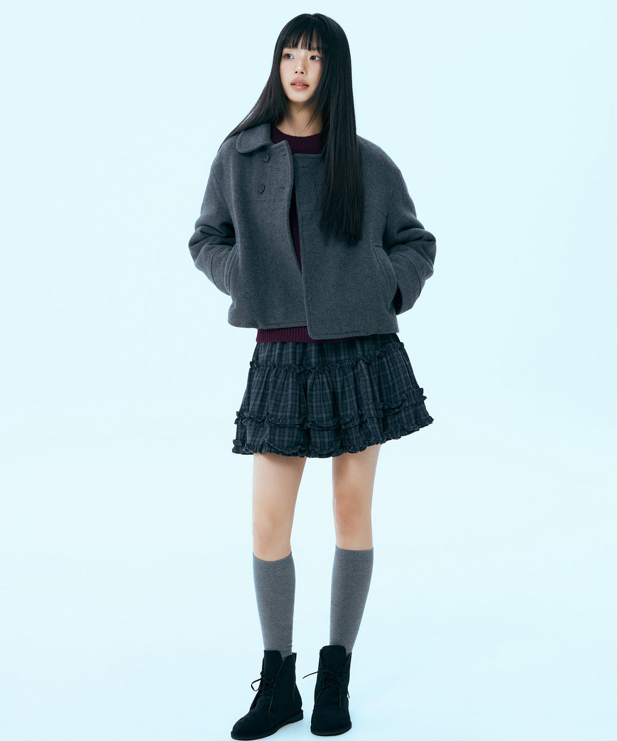 미쏘(MIXXO) 체크 미니스커트_MIWWHG34SS