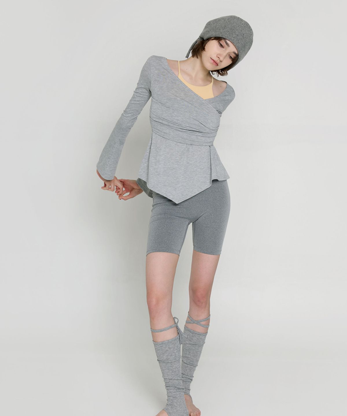 데비웨어(DEVIWEAR) 언밸런스 랩 롱슬리브 DEVI-T0141-멜란지그레이