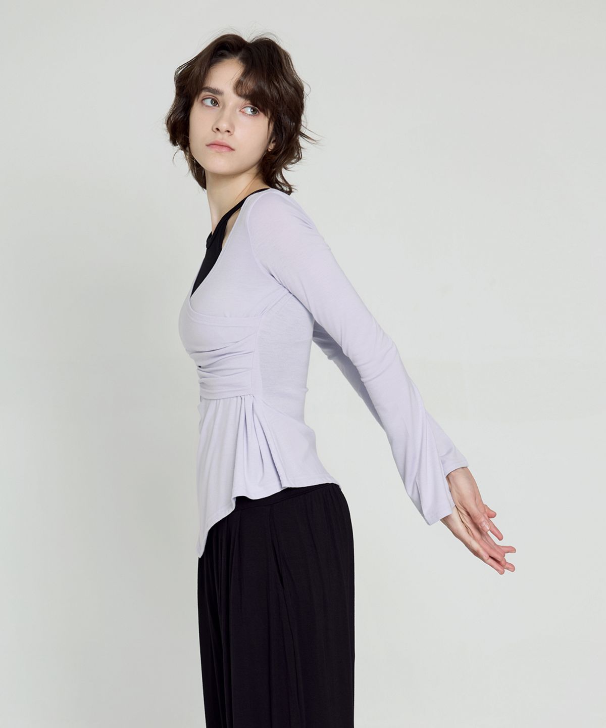 데비웨어(DEVIWEAR) 언밸런스 랩 롱슬리브 DEVI-T0141-라벤더