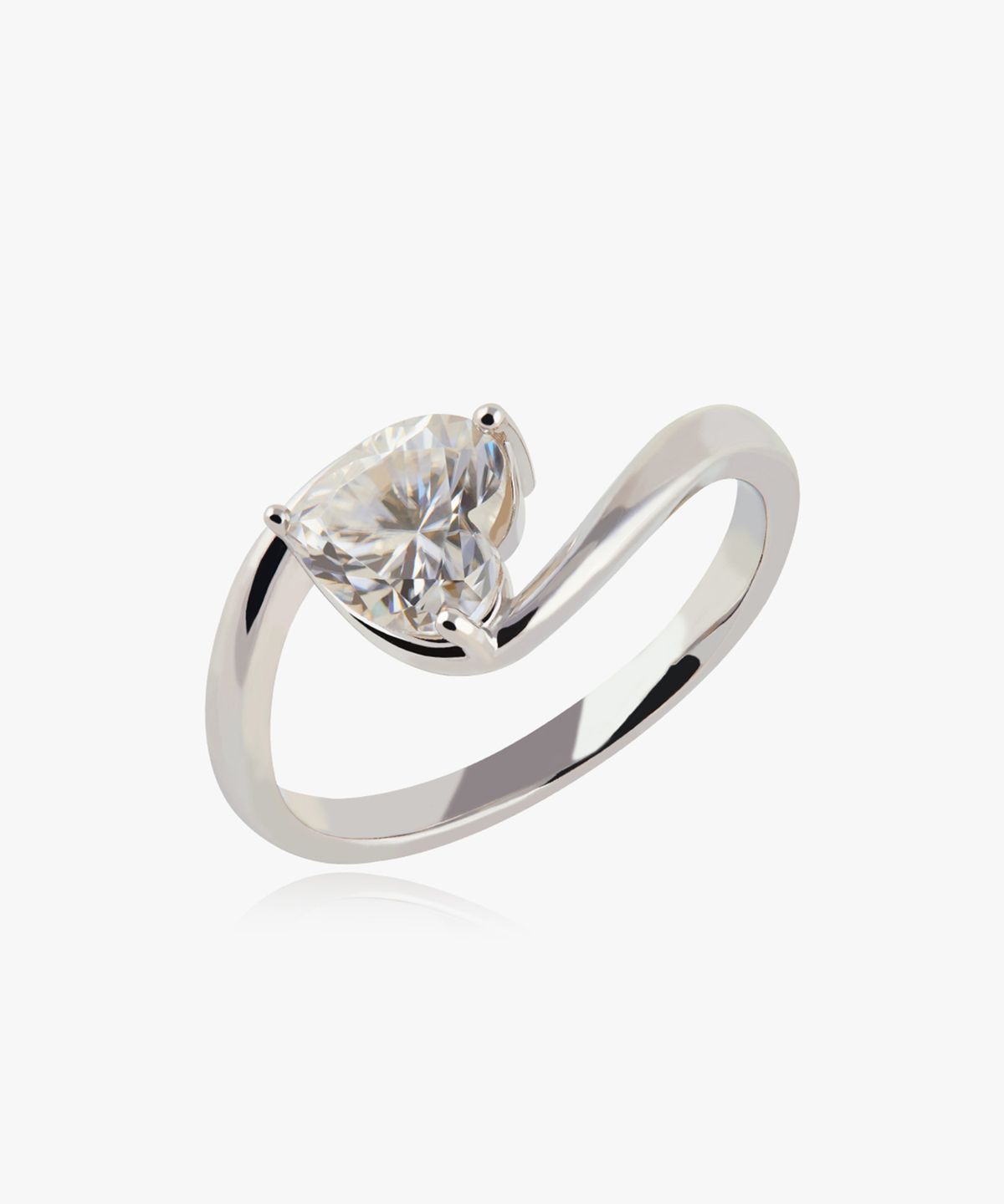 엘렌쥬얼리(HELENE JEWELRY) Silver 925 1캐럿 웨이브 하트 컷 모이사나이트 미스 링 반지