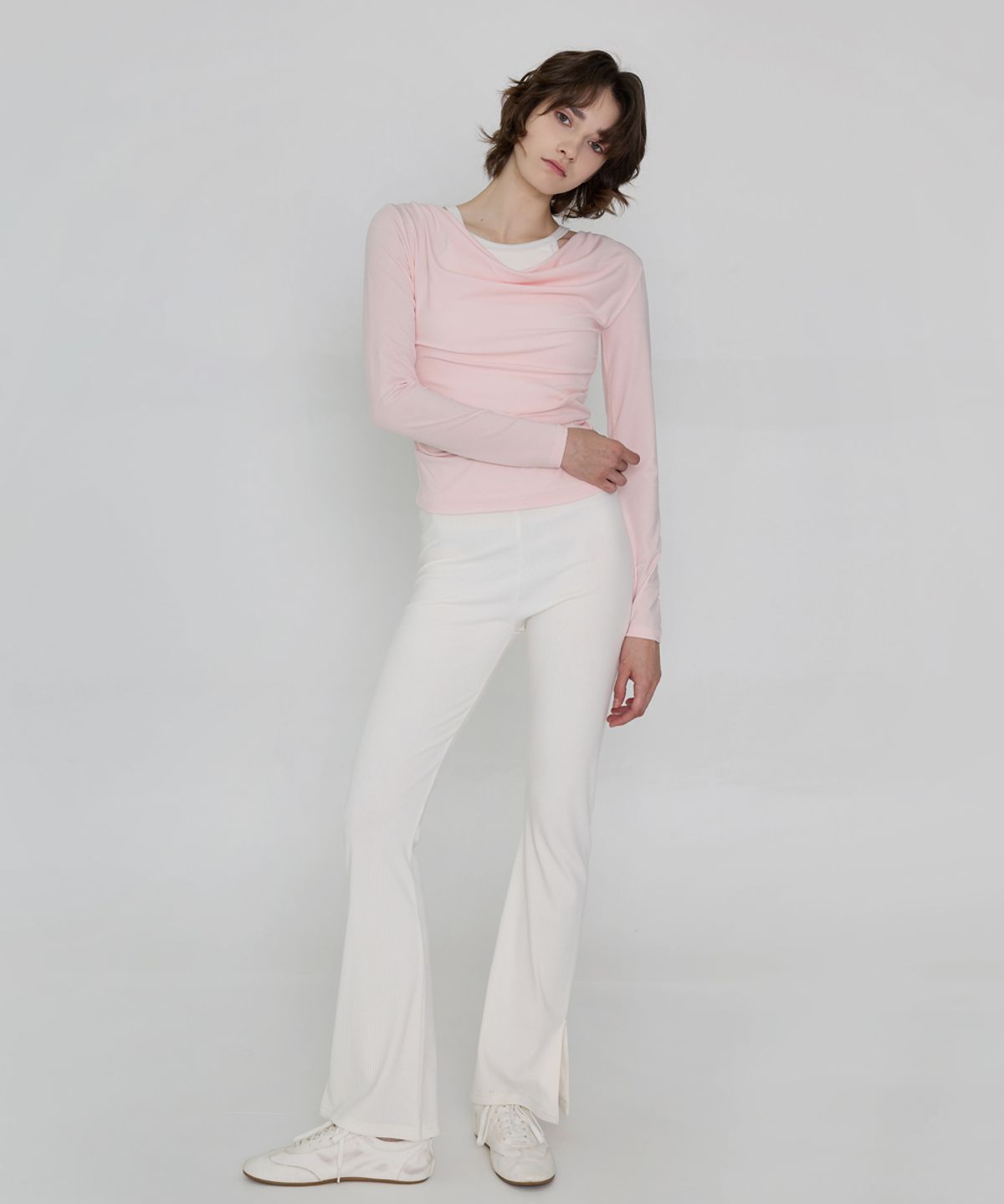 데비웨어(DEVIWEAR) 드레이프 투웨이 롱슬리브 DEVI-T0143-핑크