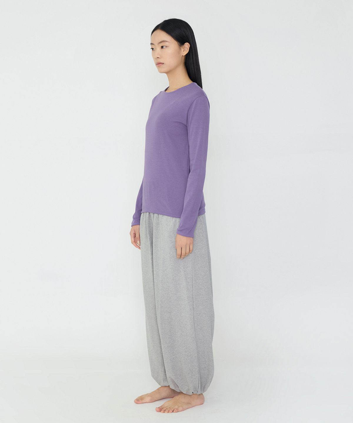 데비웨어(DEVIWEAR) [DO] 소프트 라운드넥 티셔츠 DEVI-DO1002-퍼플