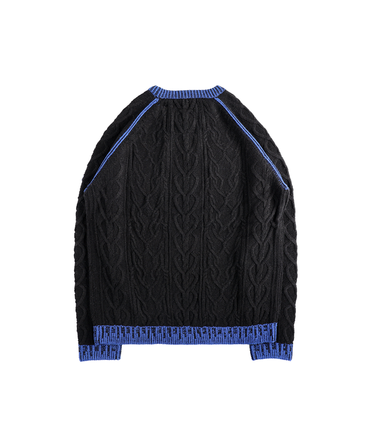 더왈드(THEWARLD) EMBROIDERY LOGO SWEATER BLACK/BLUE