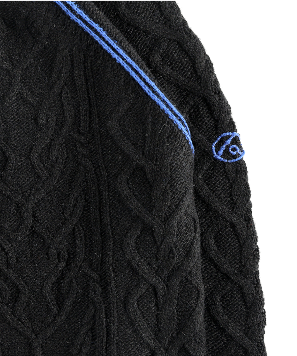 더왈드(THEWARLD) EMBROIDERY LOGO SWEATER BLACK/BLUE