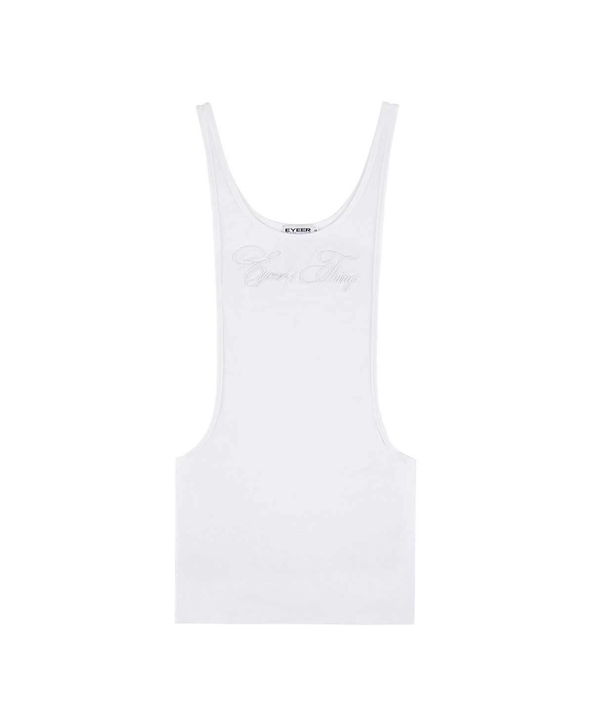 이와이이알(EYEER) Script Logo Deep U-Neck Sleeveless - White