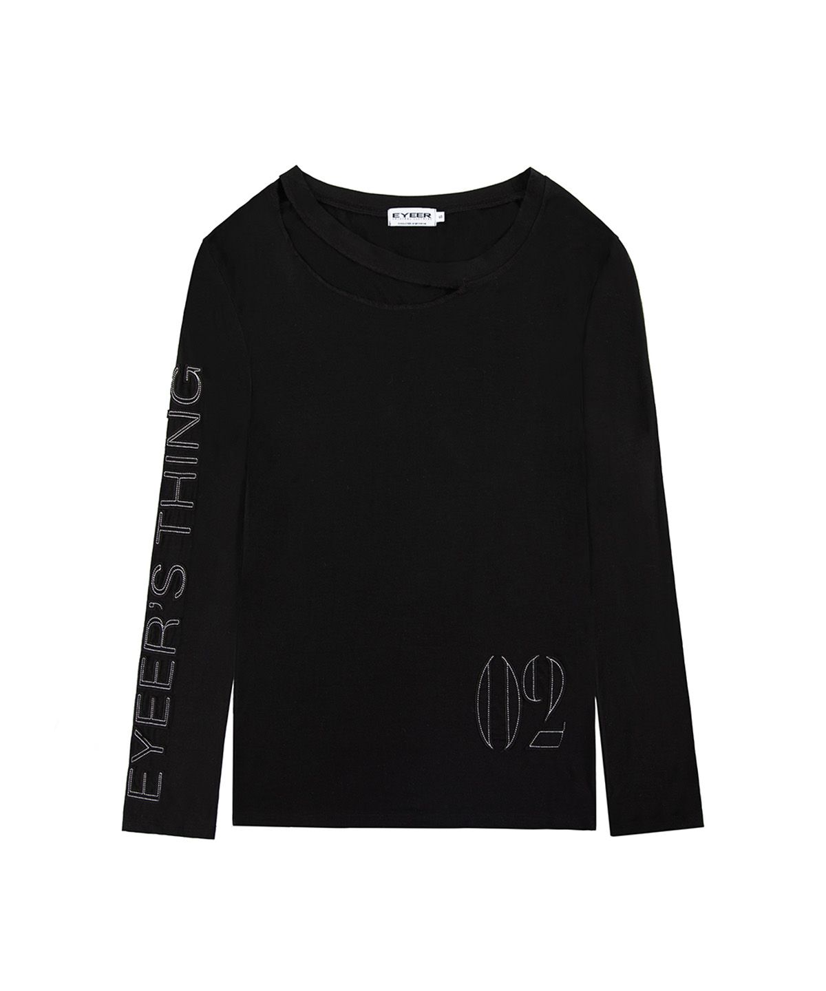 이와이이알(EYEER) 02 Logo One Shoulder Long Sleeve - Black