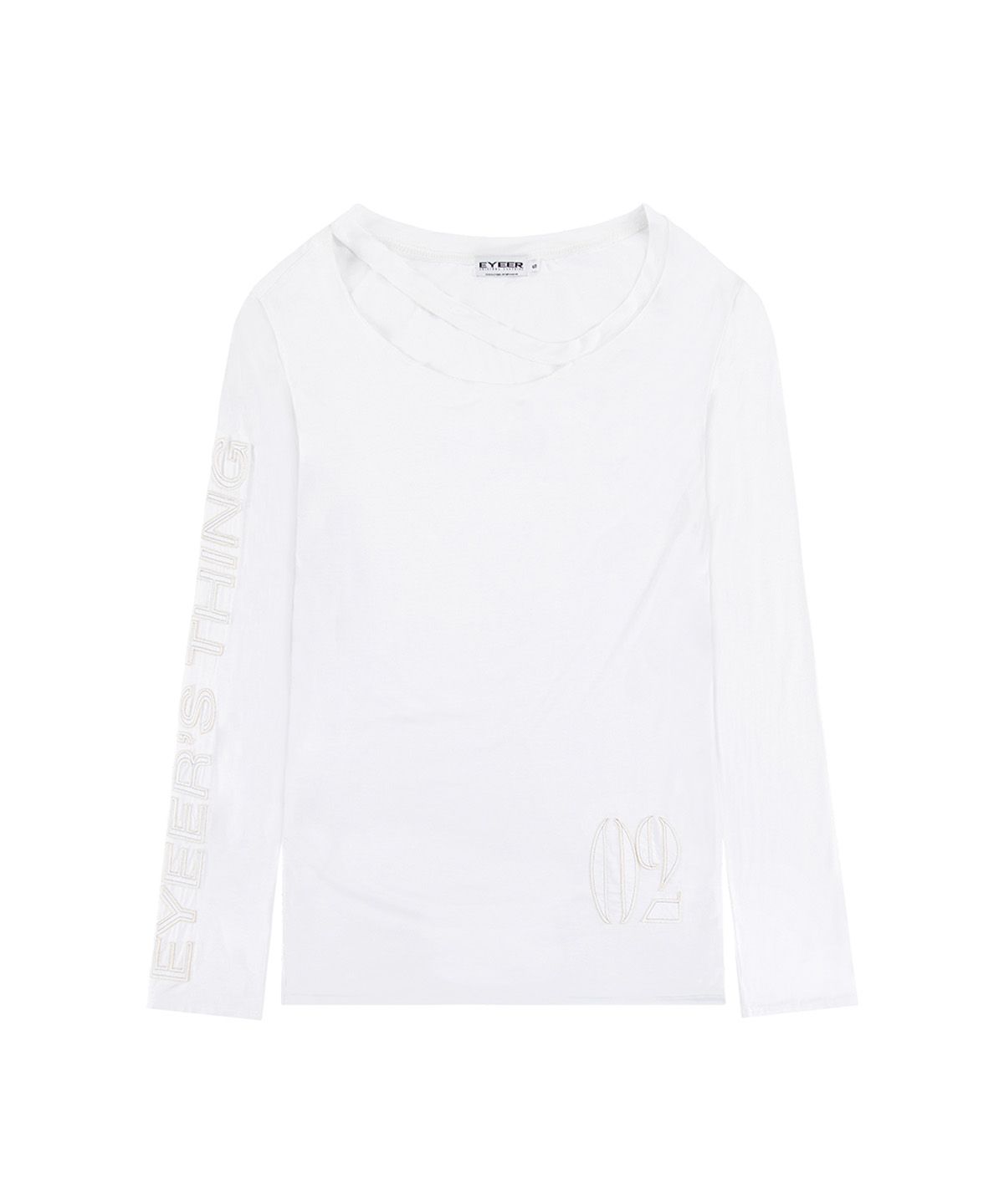 이와이이알(EYEER) 02 Logo One Shoulder Long Sleeve - White
