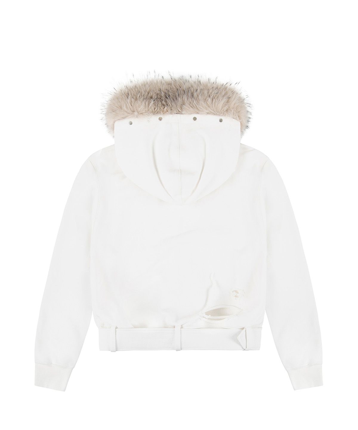 이와이이알(EYEER) Belted Fur Hoodie Zip-up - White