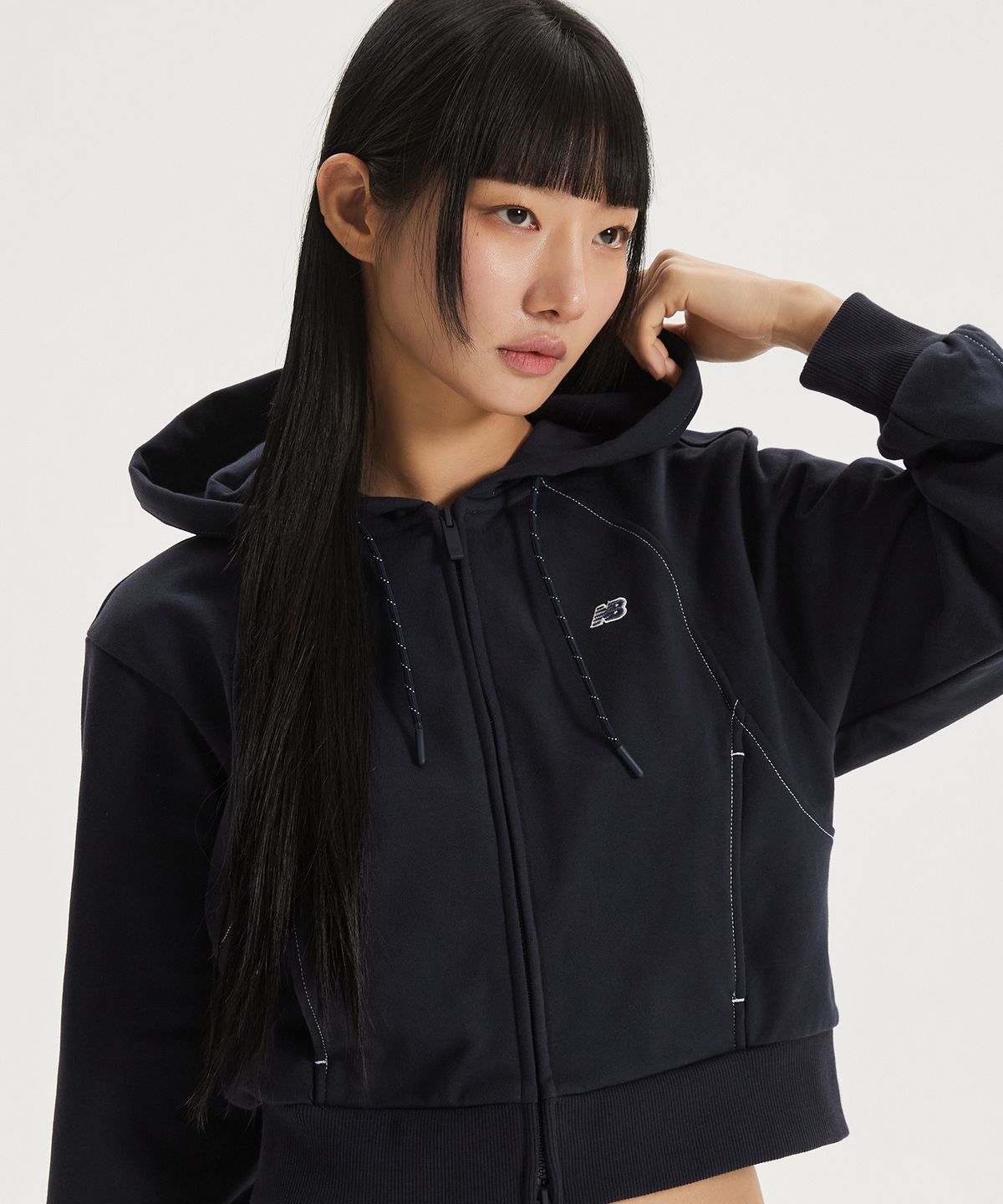 뉴발란스(NEW BALANCE) NBMDG1W212 / WOMEN 에센셜 후드집업 (DARK NAVY)