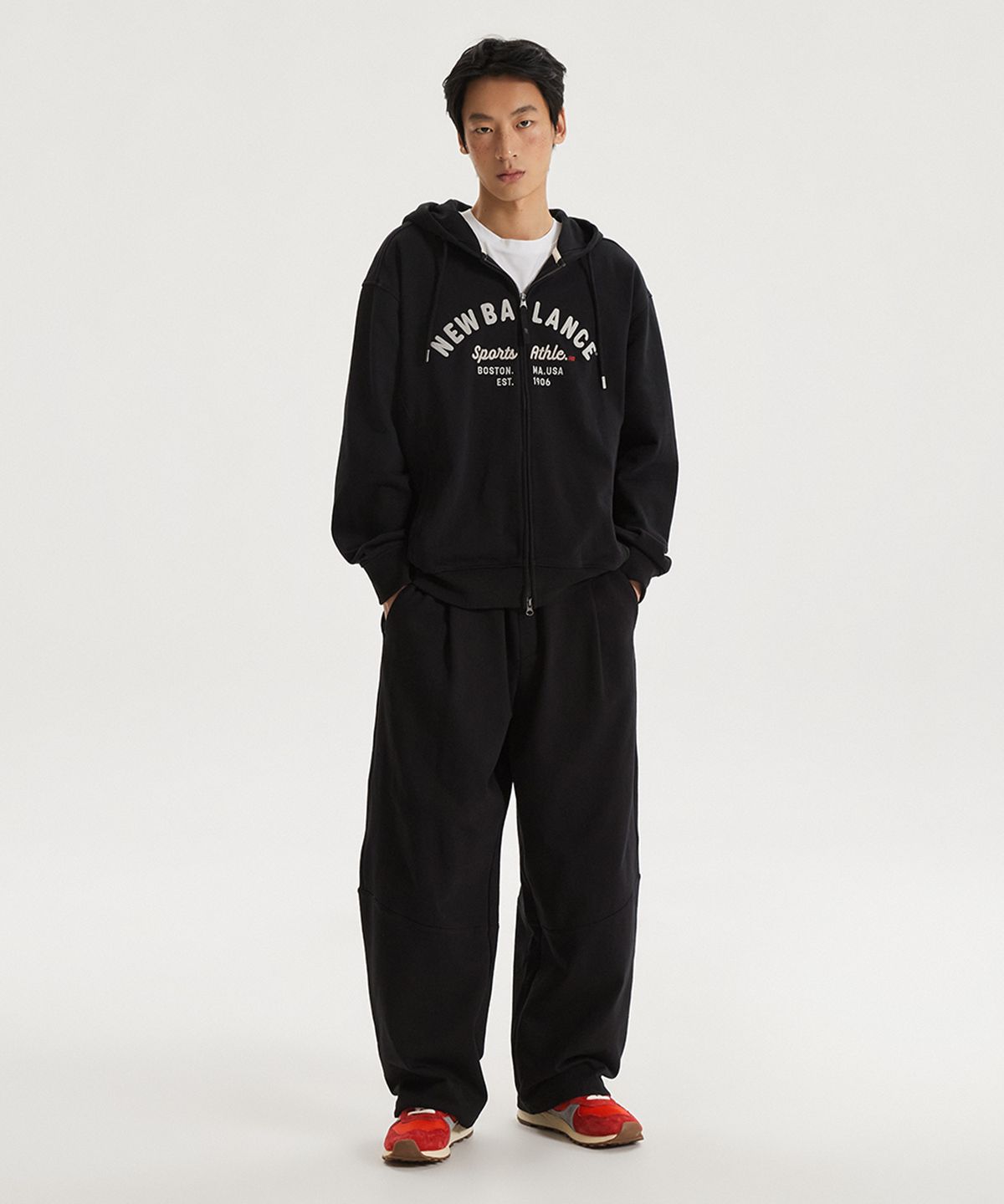 뉴발란스(NEW BALANCE) NBMDG11213 / UNI NEW GREY 그래픽 후드 집업 (BLACK)