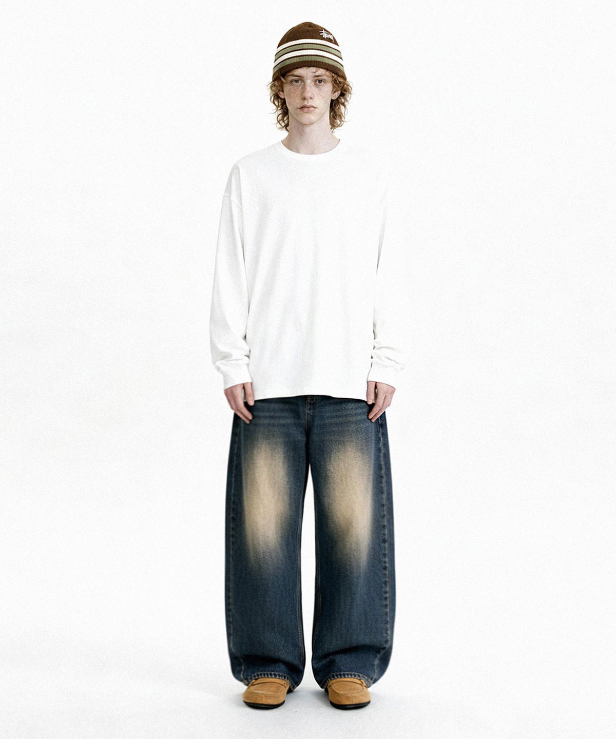 엔티이티(NTET) Vintage side pintuck denim pants (muddy indigo)