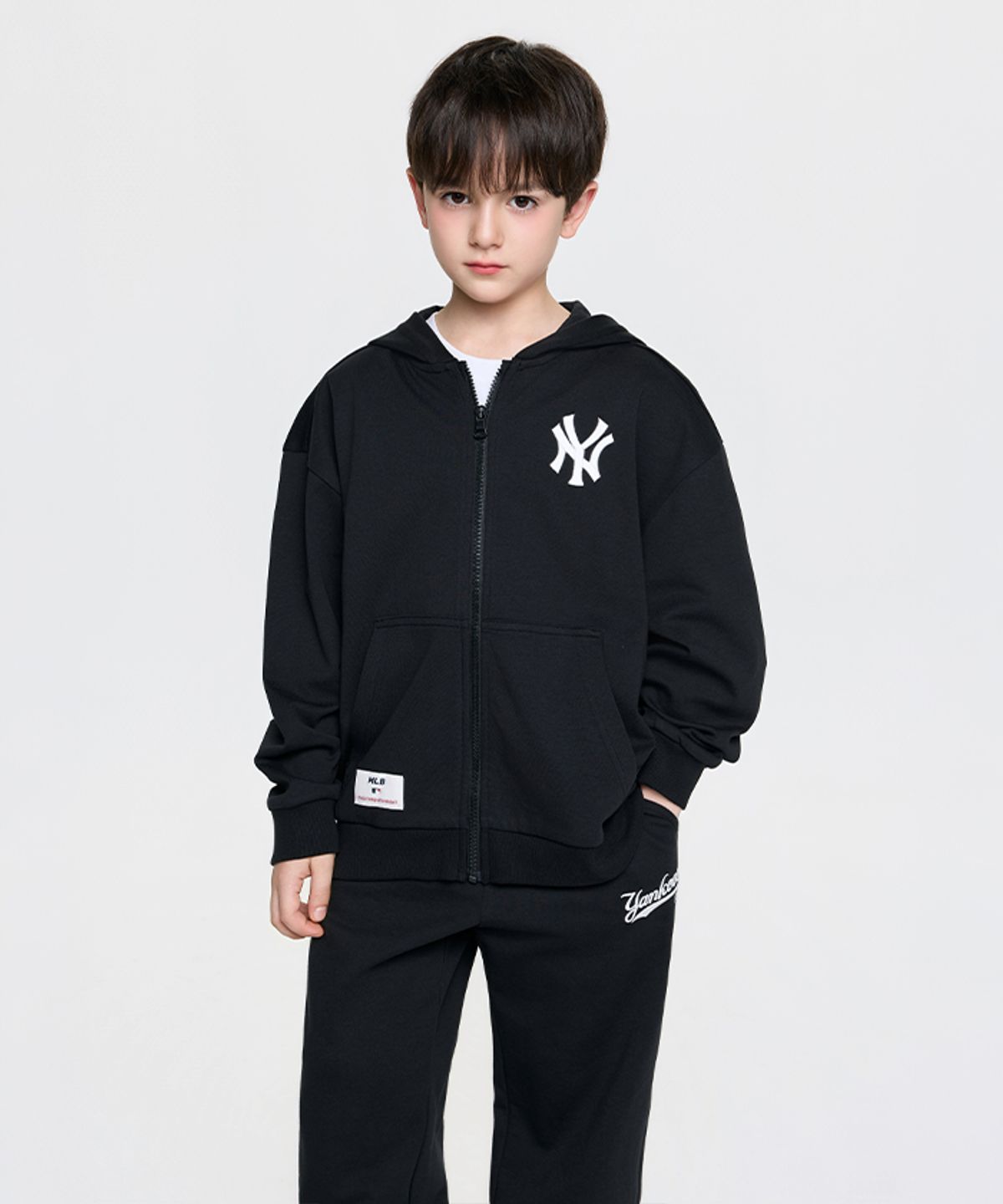 엠엘비 키즈(MLB KIDS) 스포티브 베이직 후드 집업 세트 NY (Black)