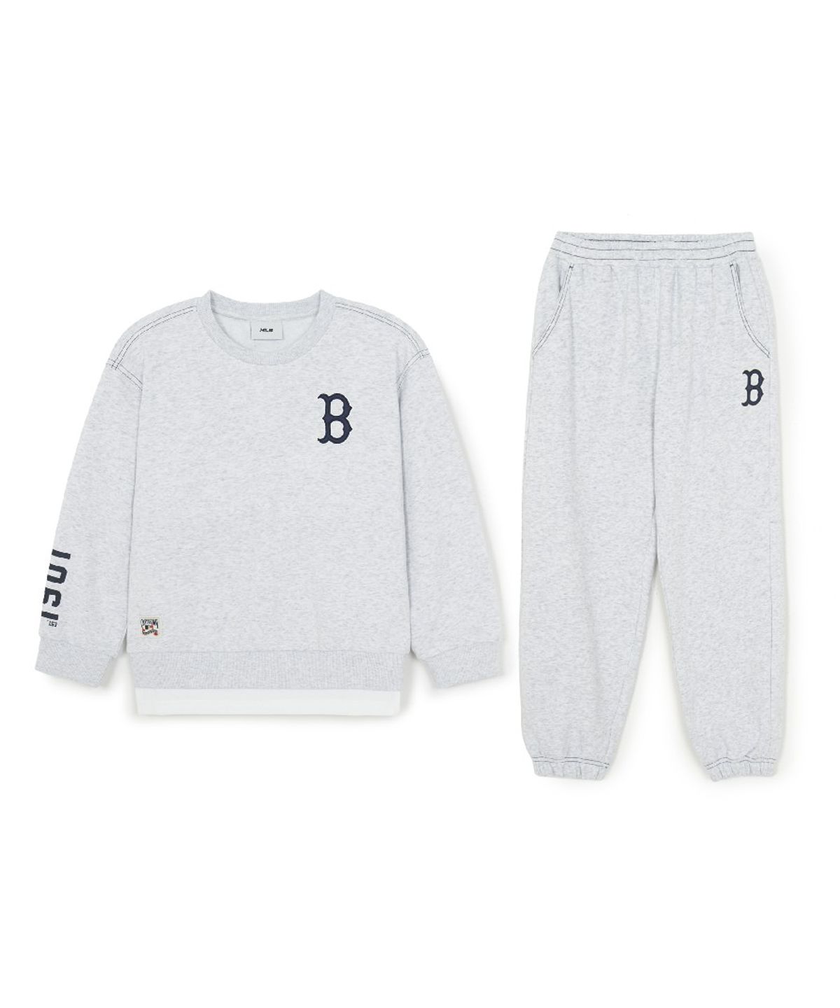 엠엘비 키즈(MLB KIDS) 스포티브 베이직 레이어드 맨투맨세트 BOS (L.Melange Grey)