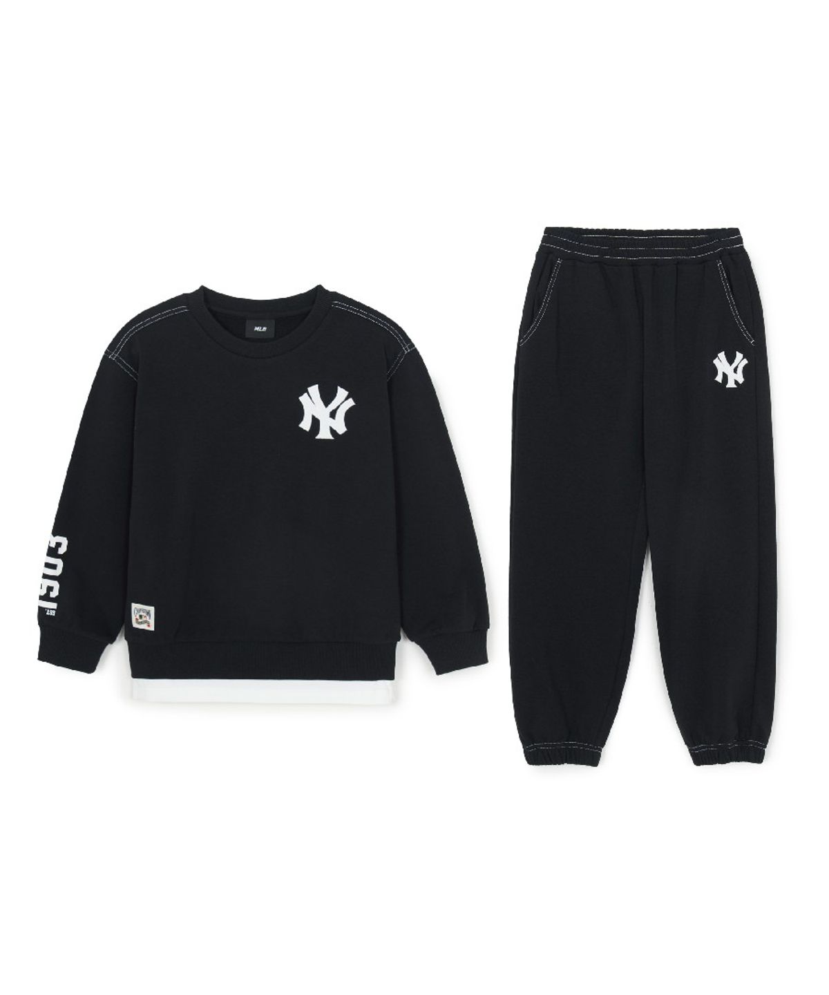 엠엘비 키즈(MLB KIDS) 스포티브 베이직 레이어드 맨투맨세트 NY (Black)