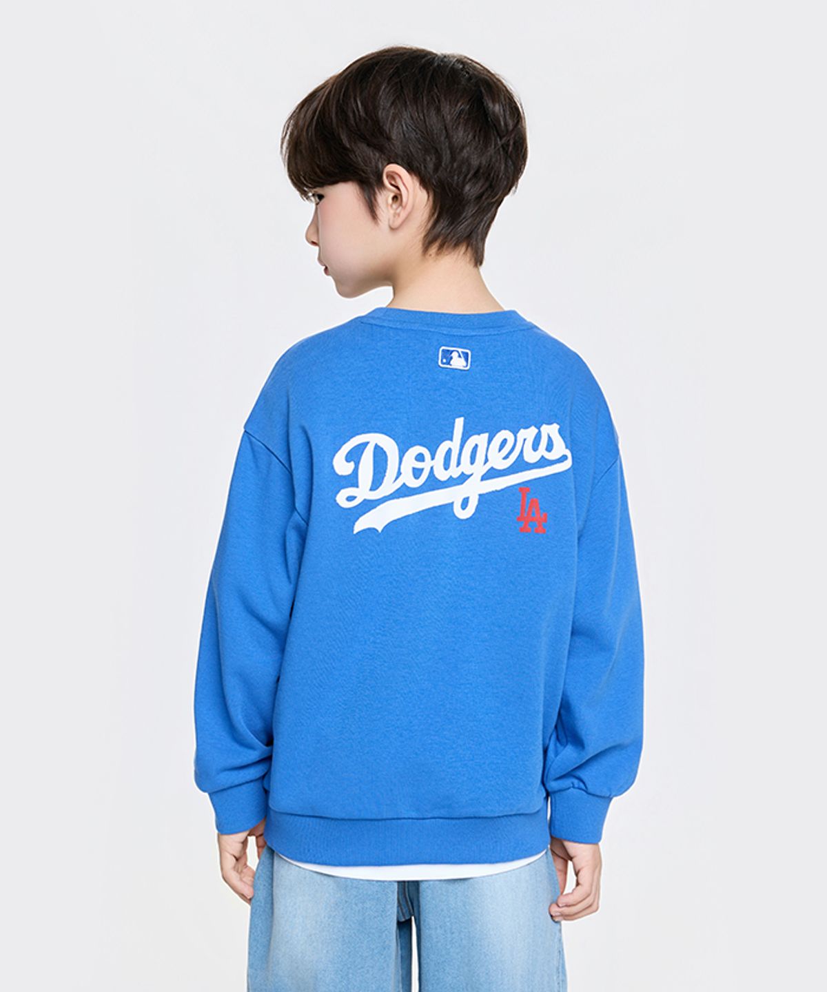 엠엘비 키즈(MLB KIDS) 스포티브 베이직 레터링 맨투맨 LA (Cobalt Blue)