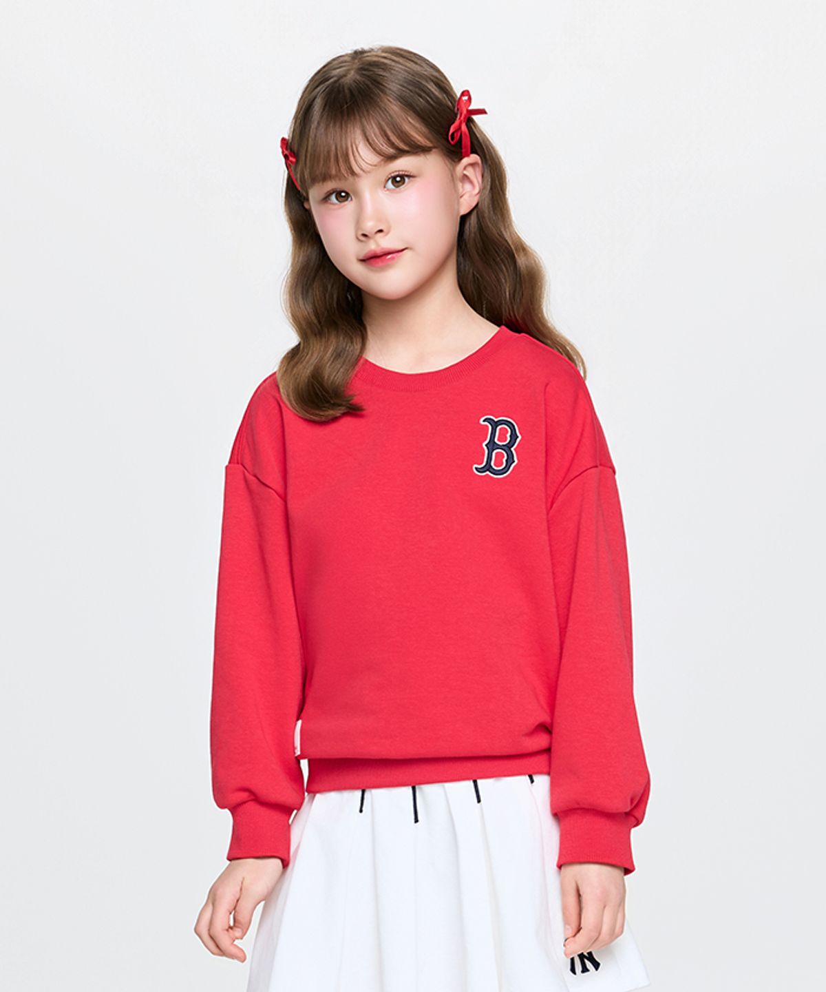 엠엘비 키즈(MLB KIDS) 스포티브 베이직 레터링 맨투맨 BOS (Red)
