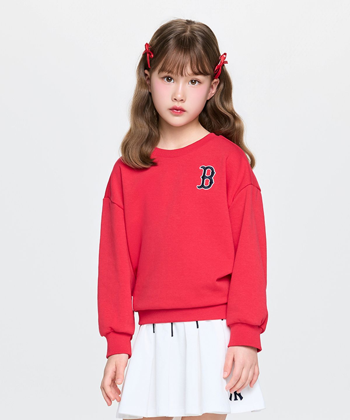 엠엘비 키즈(MLB KIDS) 스포티브 베이직 레터링 맨투맨 BOS (Red)