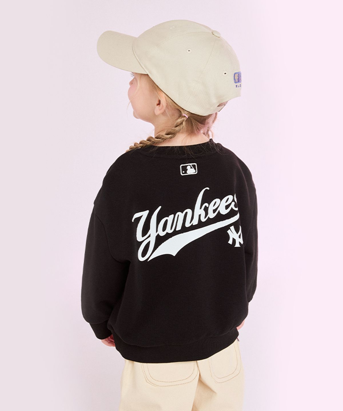 엠엘비 키즈(MLB KIDS) 스포티브 베이직 레터링 맨투맨 NY (Black)