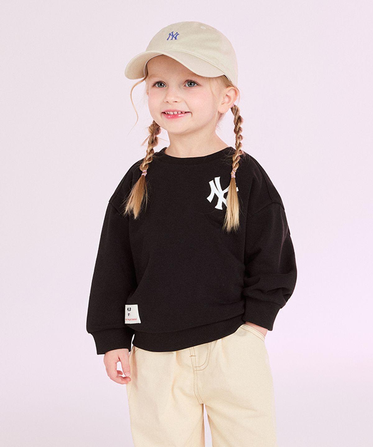 엠엘비 키즈(MLB KIDS) 스포티브 베이직 레터링 맨투맨 NY (Black)