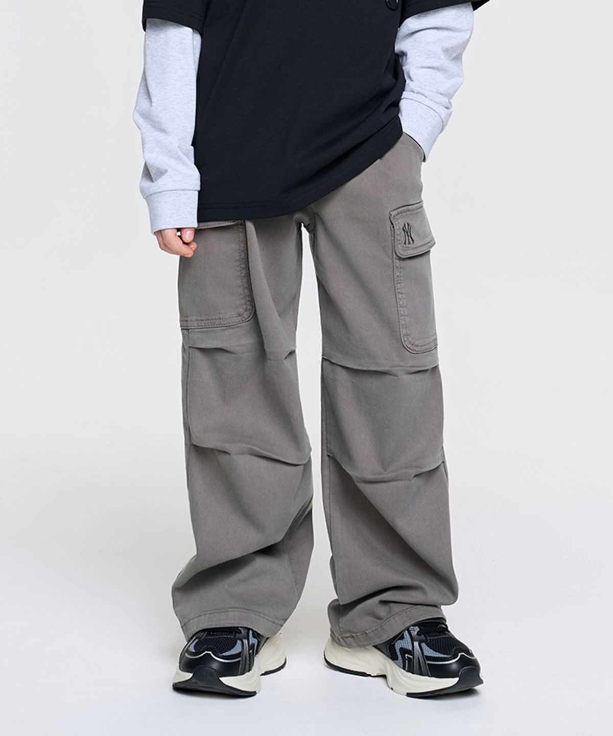 엠엘비 키즈(MLB KIDS) 베이직 와이드 카고 데님 팬츠 NY (Khaki)