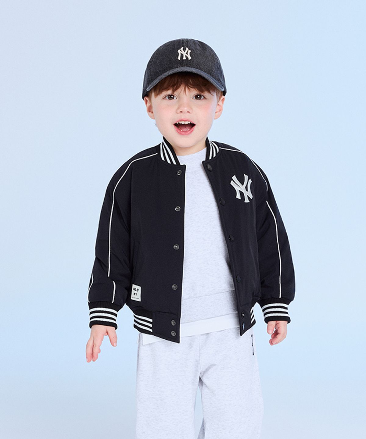 엠엘비 키즈(MLB KIDS) 스포티브 컬시브 나일론 패딩 점퍼 NY (Black)