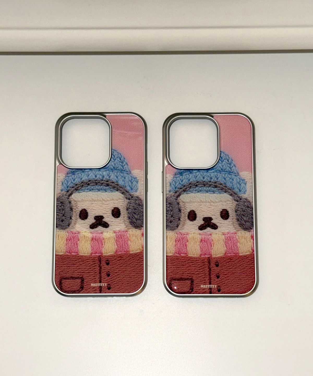 마찌(MAZZZZY) [Silver] Snowy Knit Muffin case