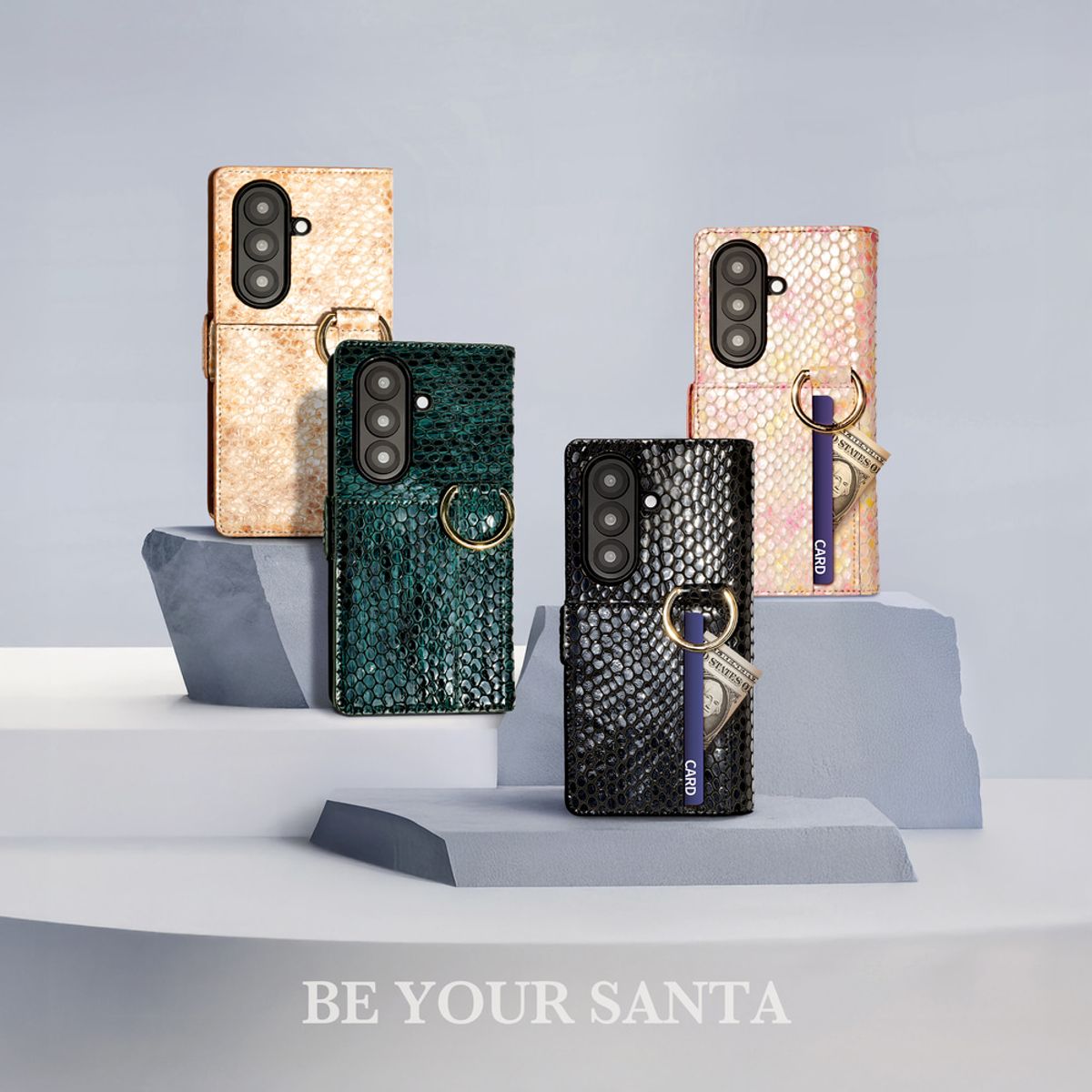 비유어산타(BE YOUR SANTA) 비유어산타 갤럭시 Z폴드7 케이스 카드 힌지 보호 지폴드 천연가죽 블랙맘바[한정판매]