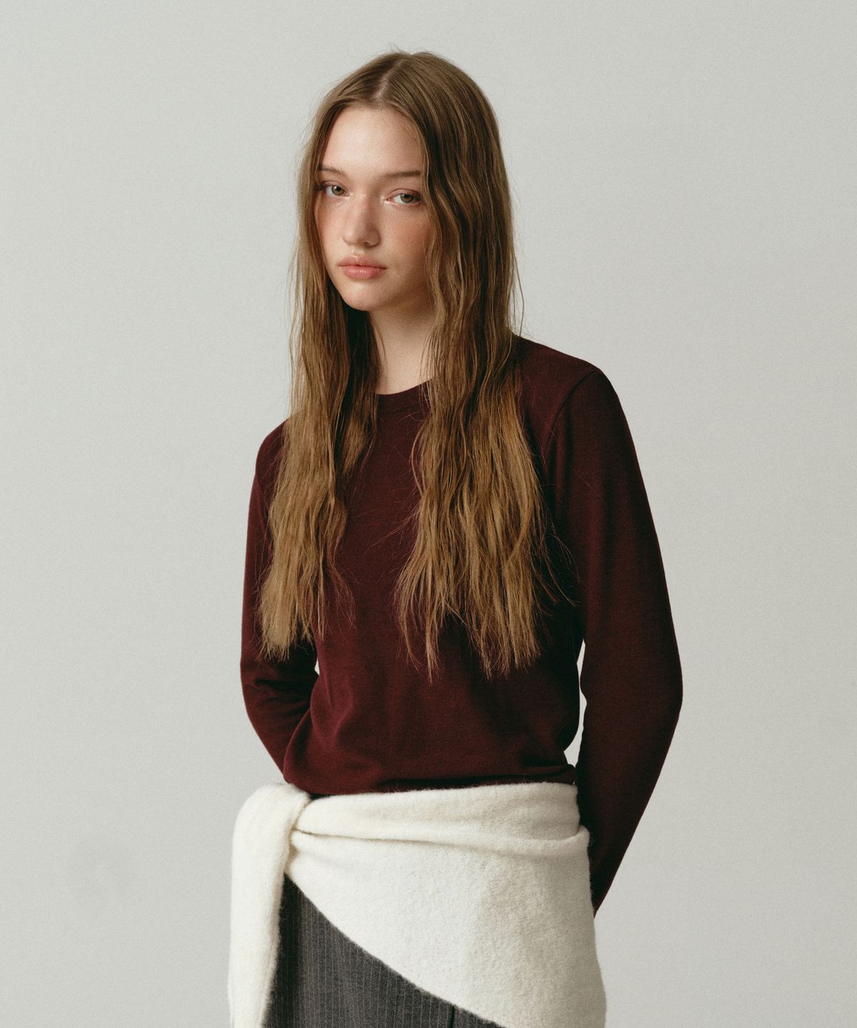 로시로우(LOSSYROW) Basic Round Tee Burgundy