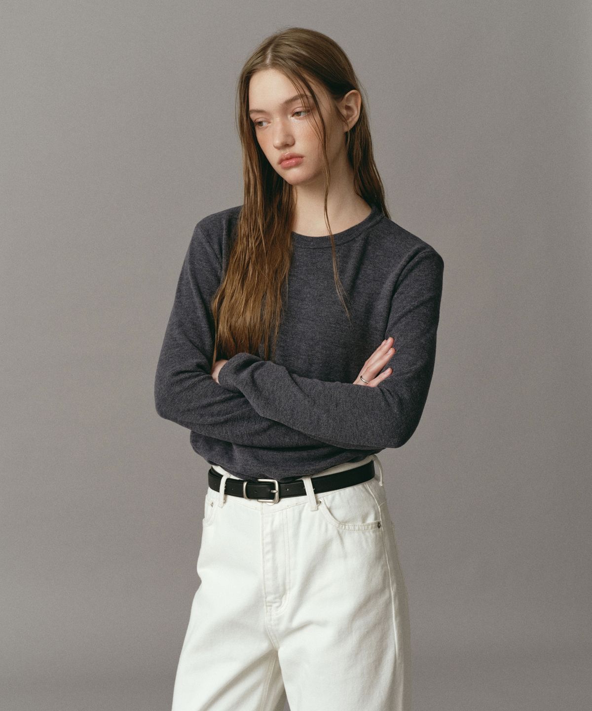 로시로우(LOSSYROW) Basic Round Tee Charcoal