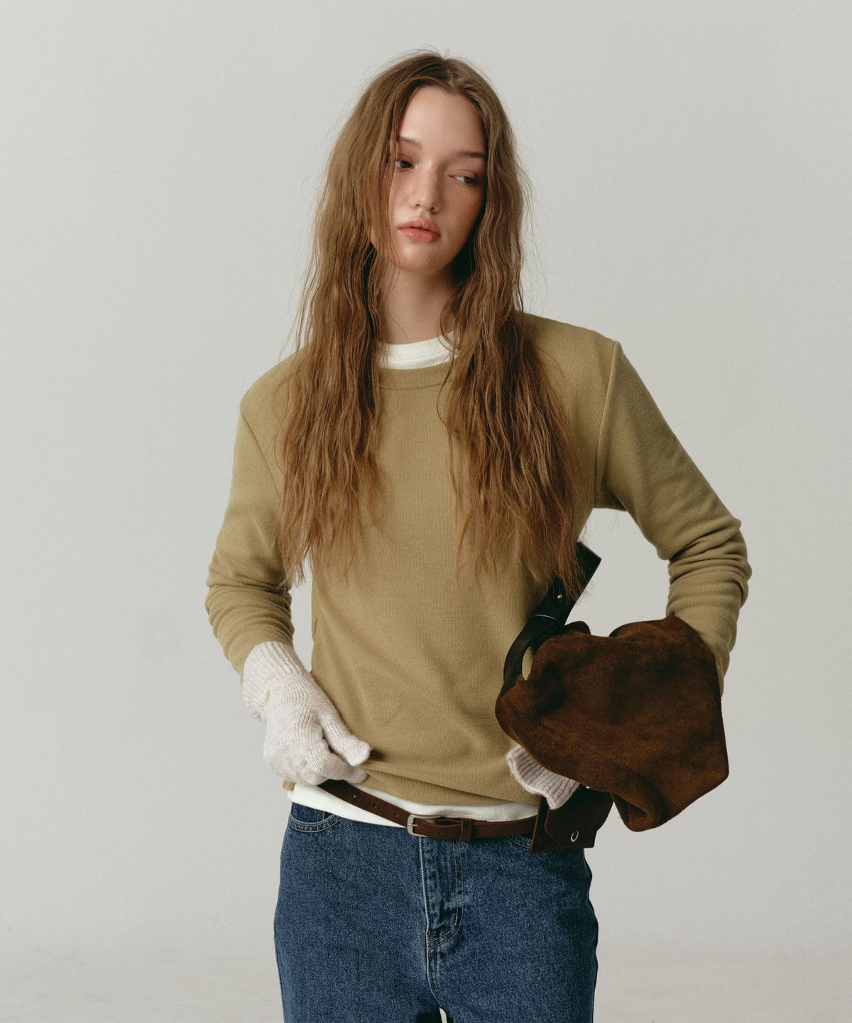로시로우(LOSSYROW) Basic Round Tee Olive