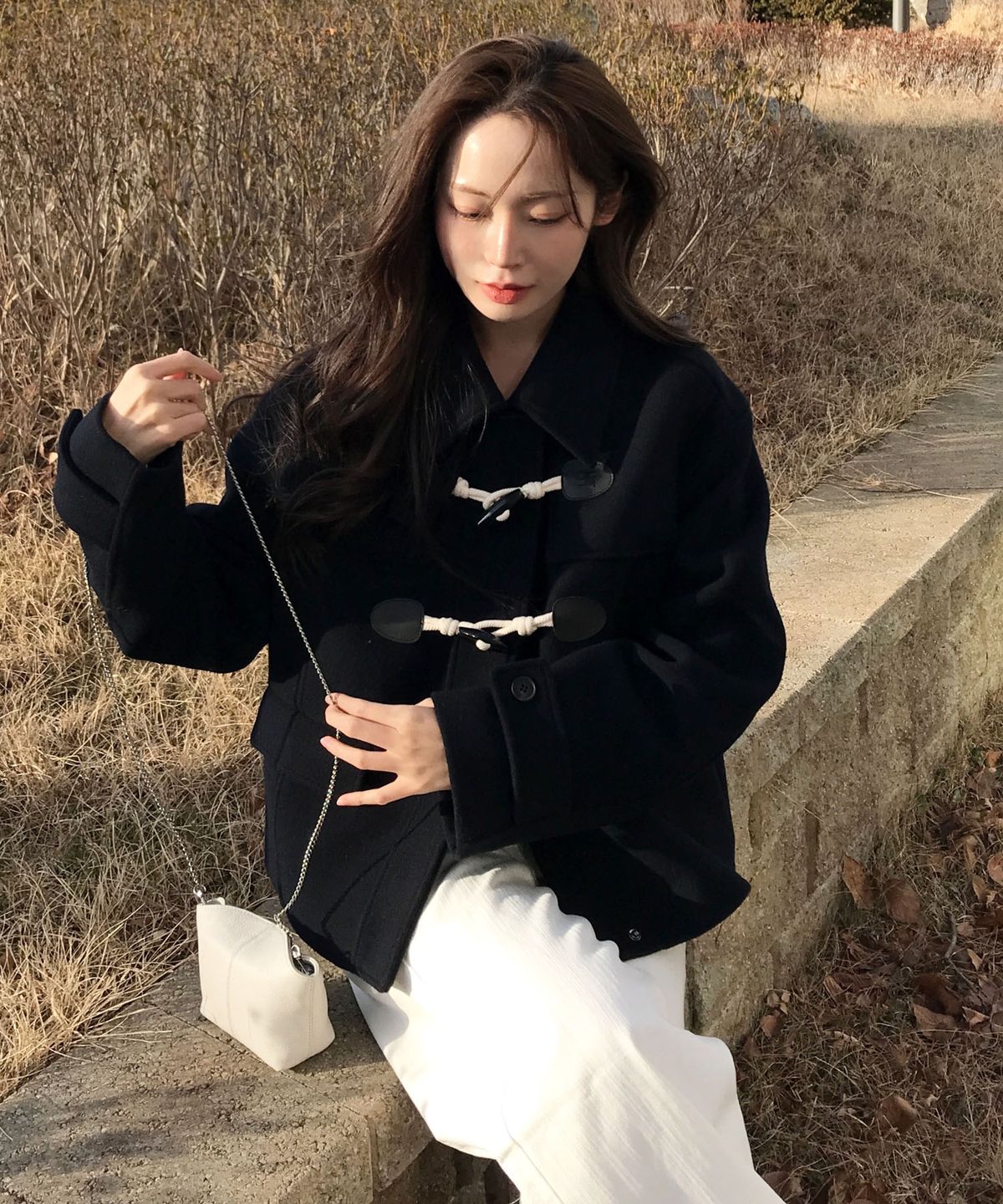 코드그라피(CGP) (우먼) 더플 숏 코트-다크 네이비