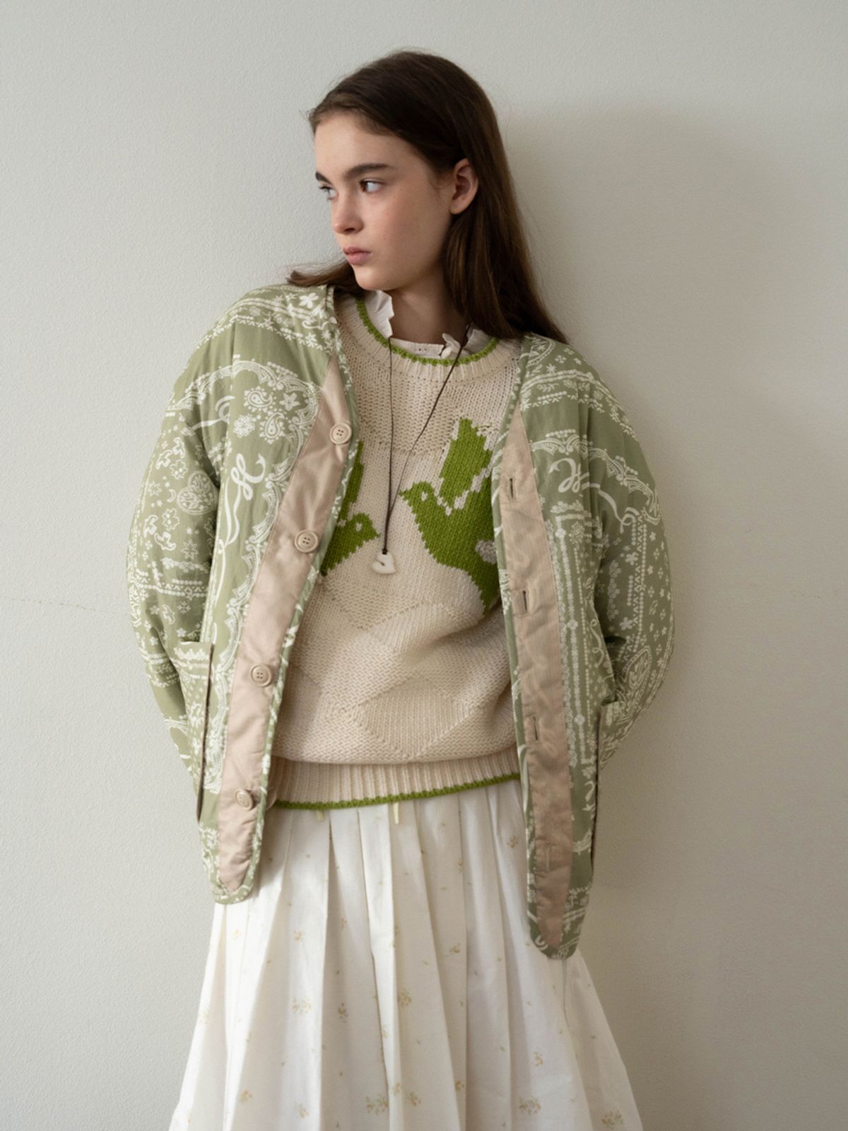 뮈뮈에르(MUEMUER) Reversible Paisley pattern Quilted Jacket MU2611PD501V