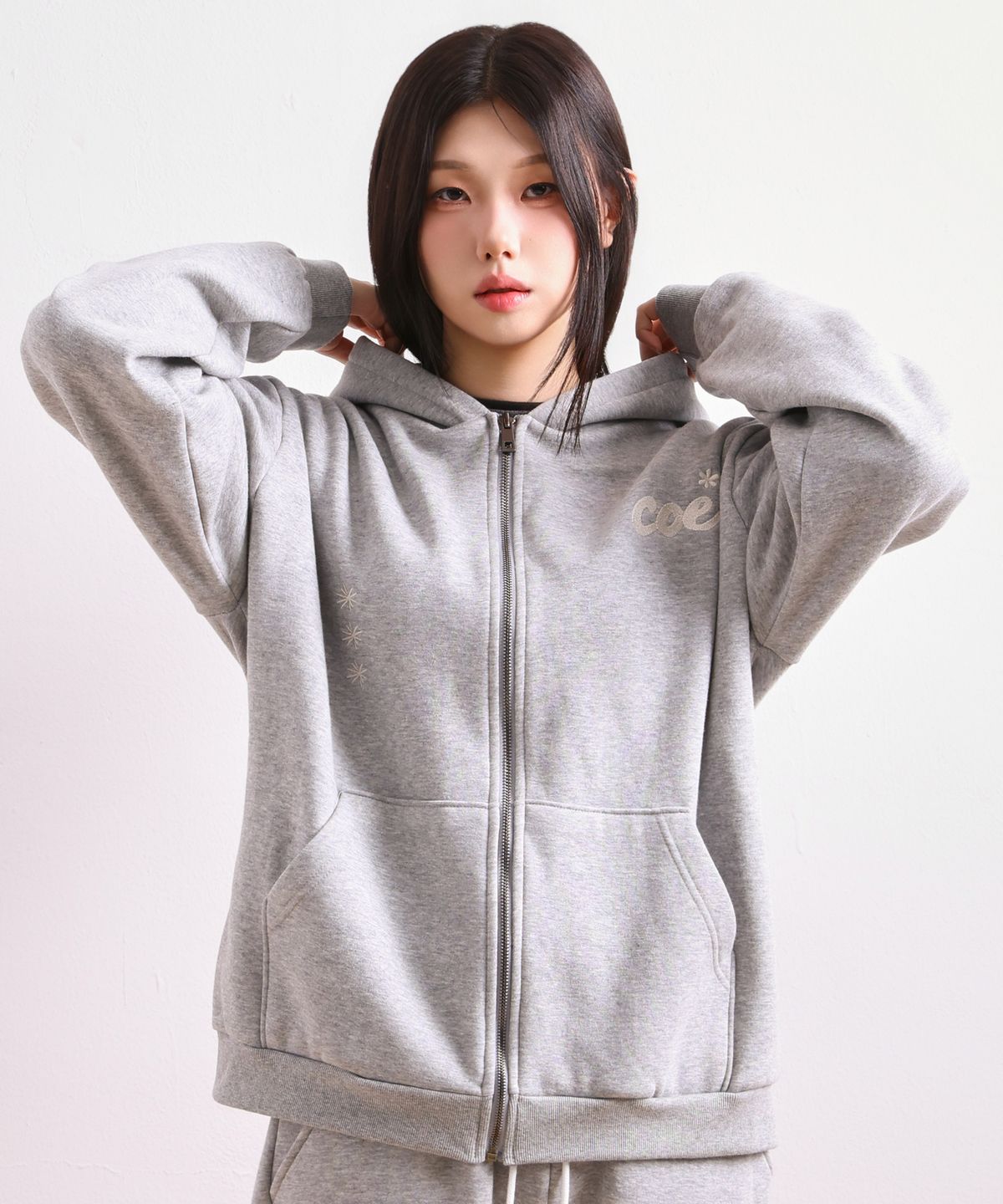 에브리시(EVERYASY) 코이 스웻 후드집업 (그레이)
