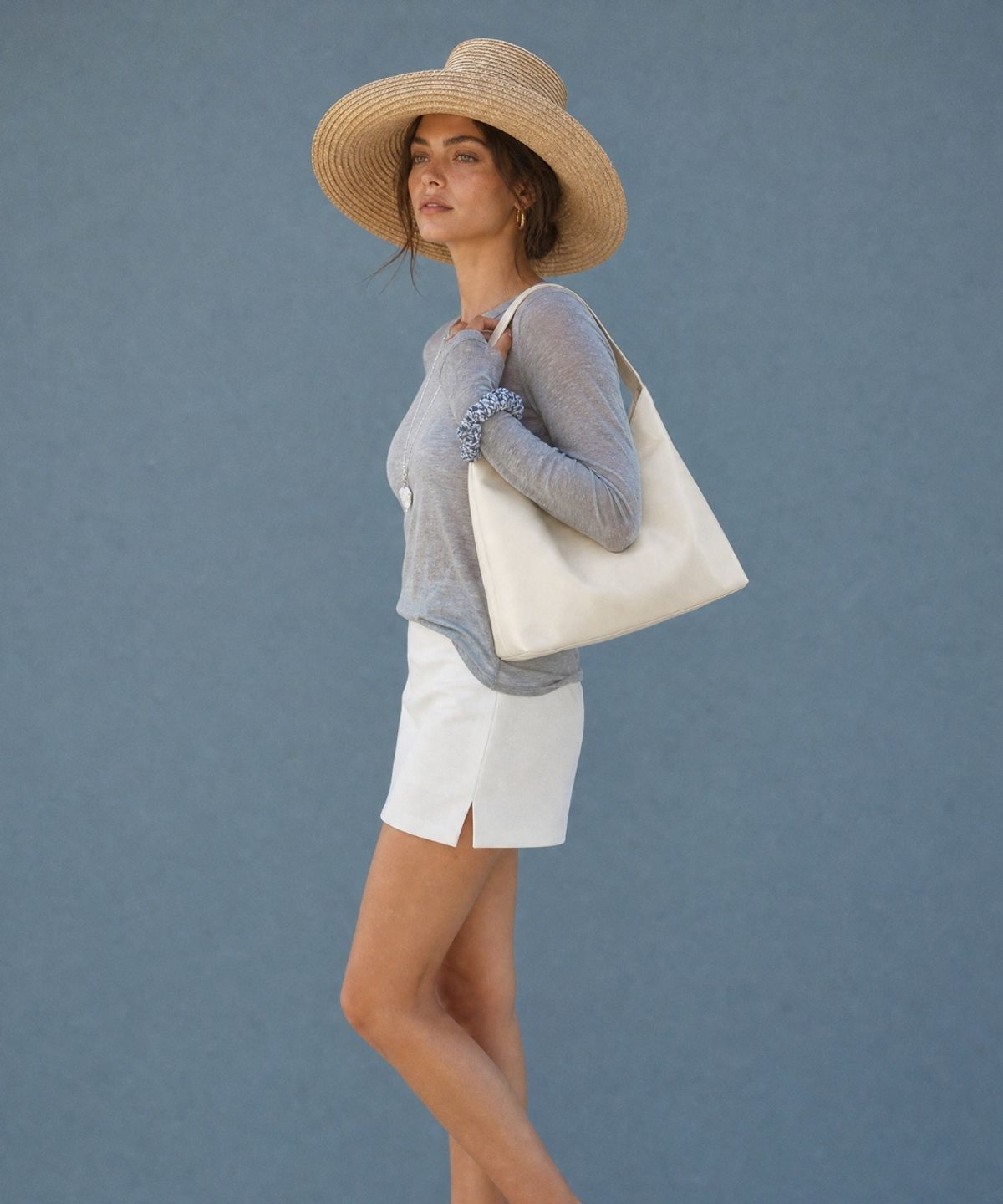 피닉스오리진(PHOENIX ORIGIN) Large Wax Leather Shoulder Bag - WHITE