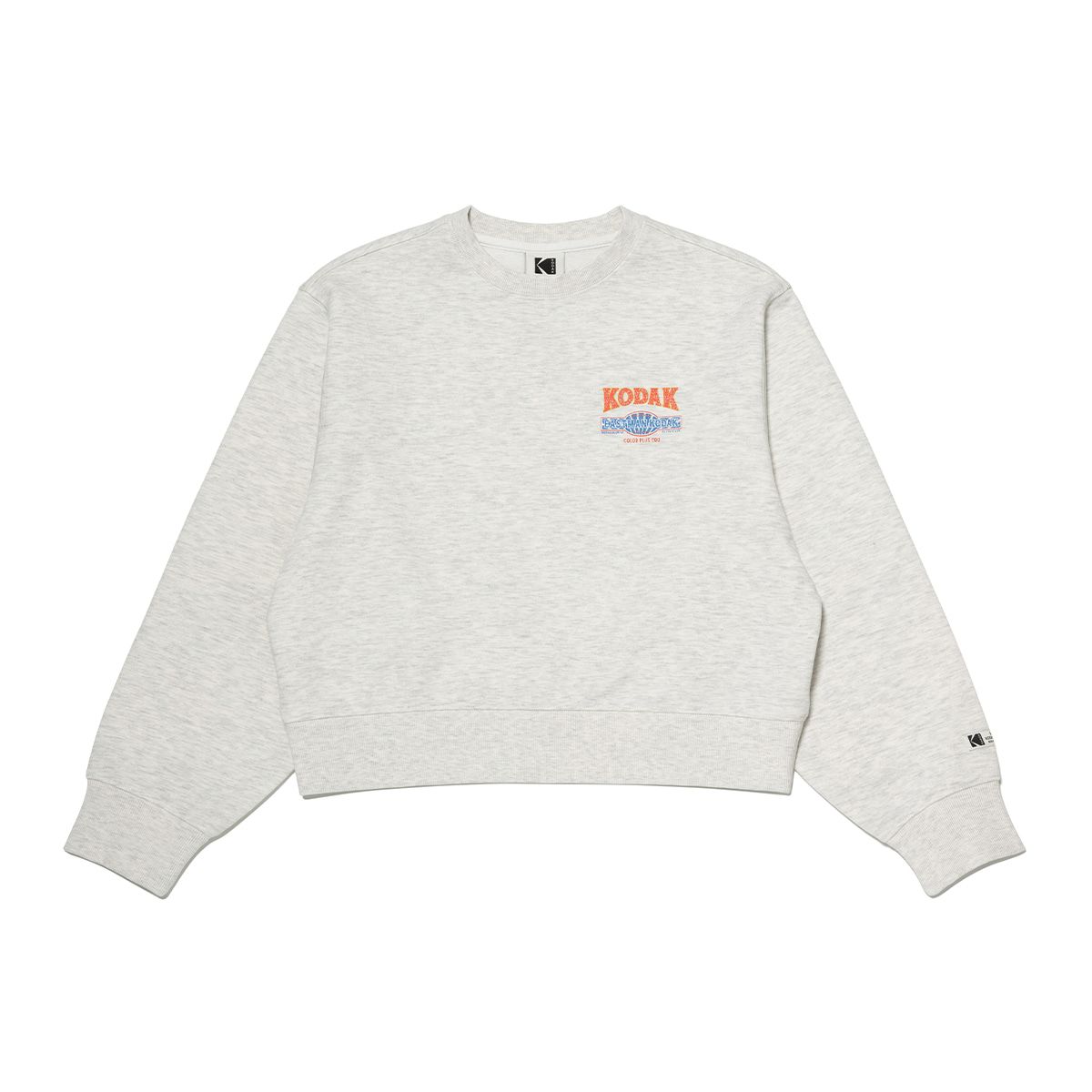 코닥(KODAK) 스노우 워싱 그래픽 맨투맨 우먼 WHITE MELANGE