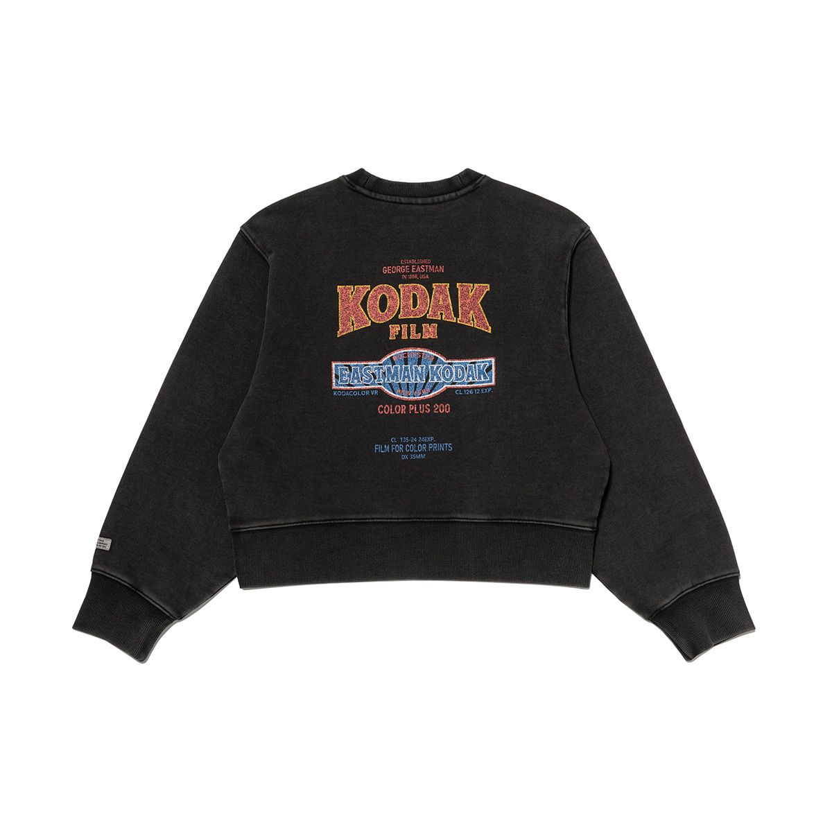 코닥(KODAK) 스노우 워싱 그래픽 맨투맨 우먼 BLACK