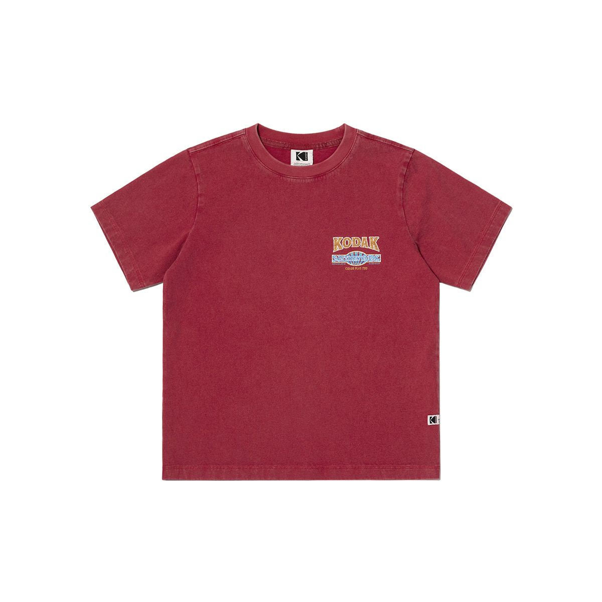 코닥(KODAK) 스노우 워싱 그래픽 반팔 티셔츠 우먼 RED