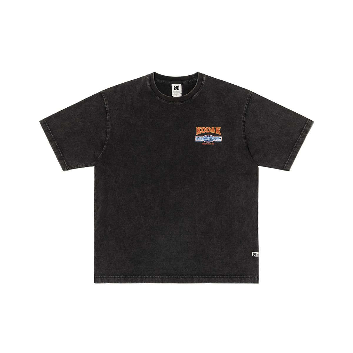 코닥(KODAK) 스노우 워싱 그래픽 반팔 티셔츠 BLACK