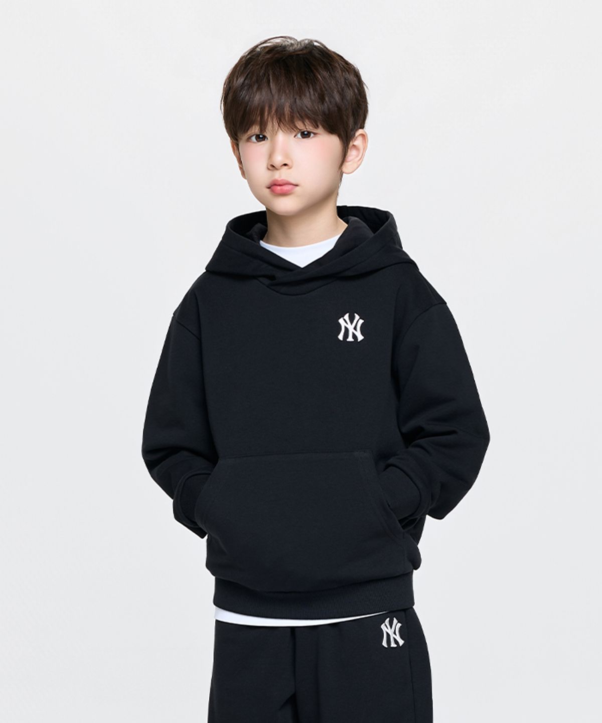 엠엘비 키즈(MLB KIDS) 베이직 스몰로고 후드티 NY (Black)