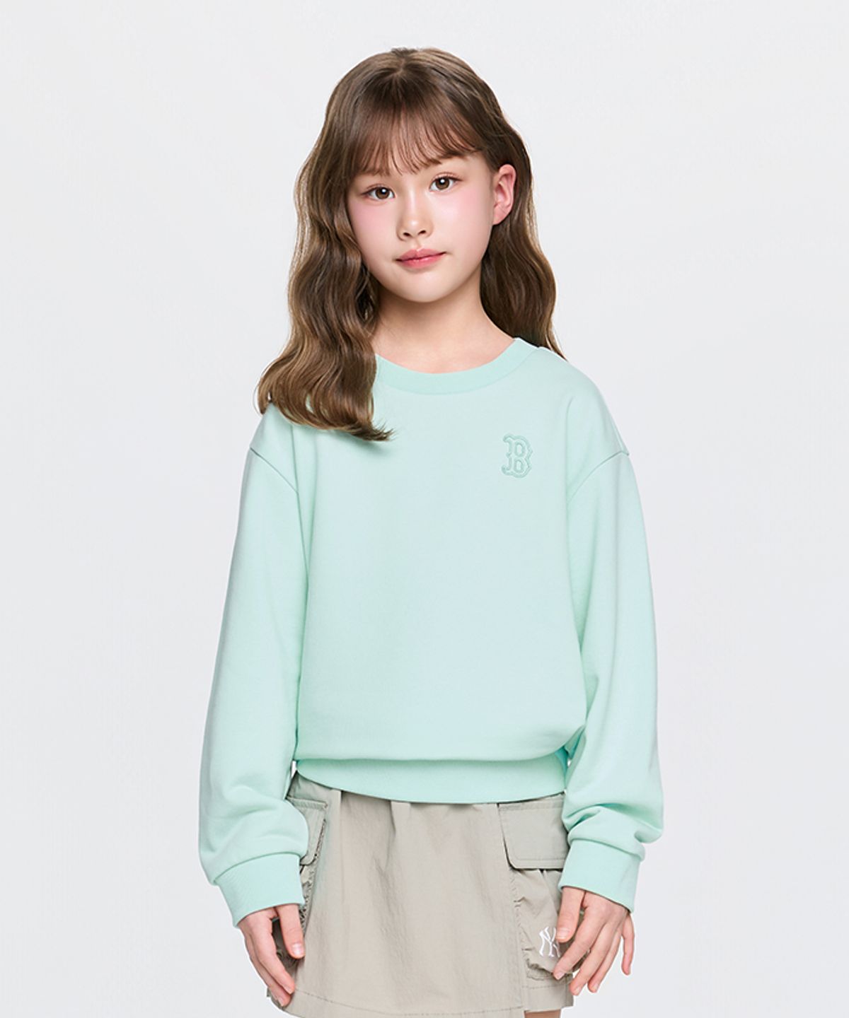 엠엘비 키즈(MLB KIDS) 베이직 스몰로고 맨투맨 BOS (L.Mint)